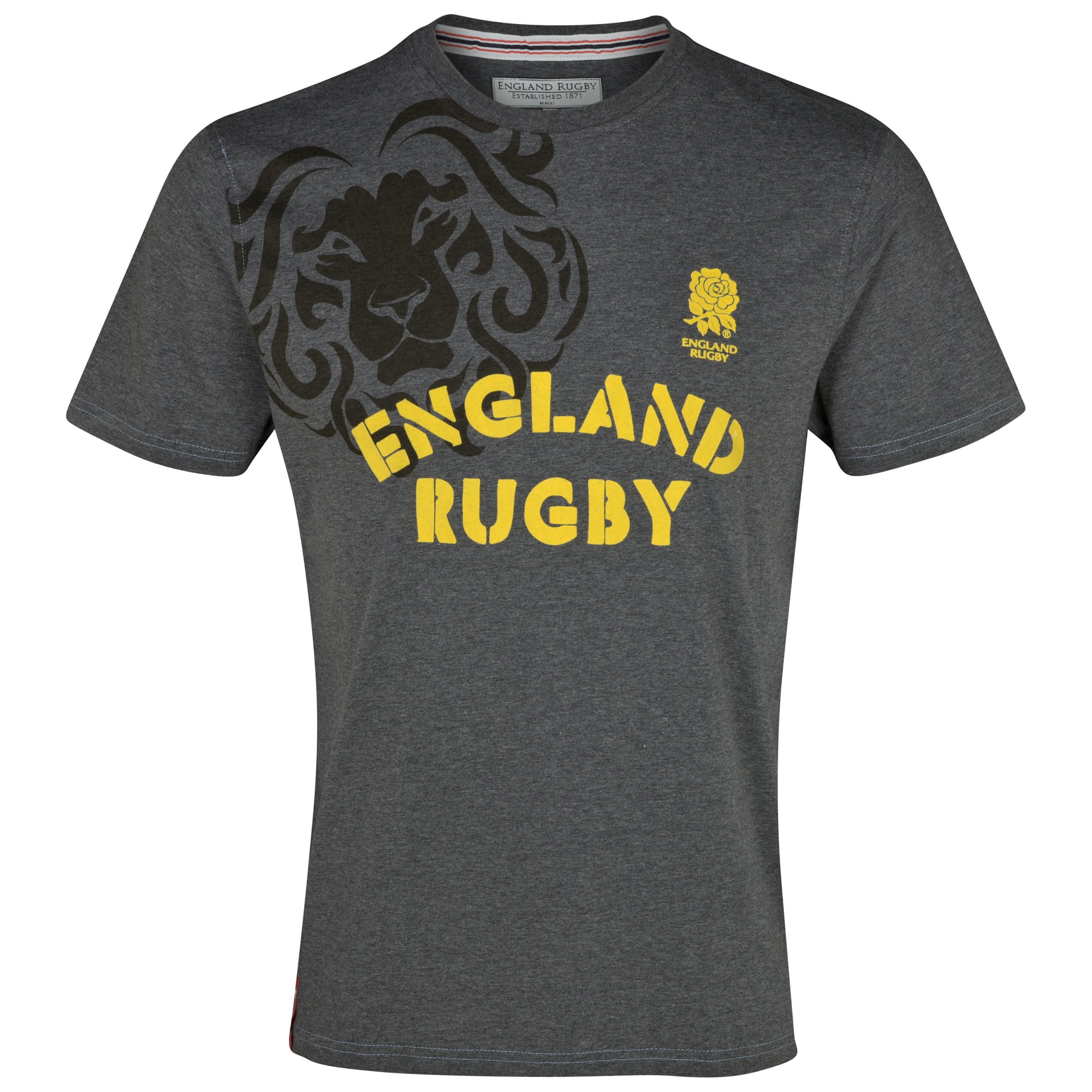 England Rugby Lion T-Shirt - Dark Grey/Marl.