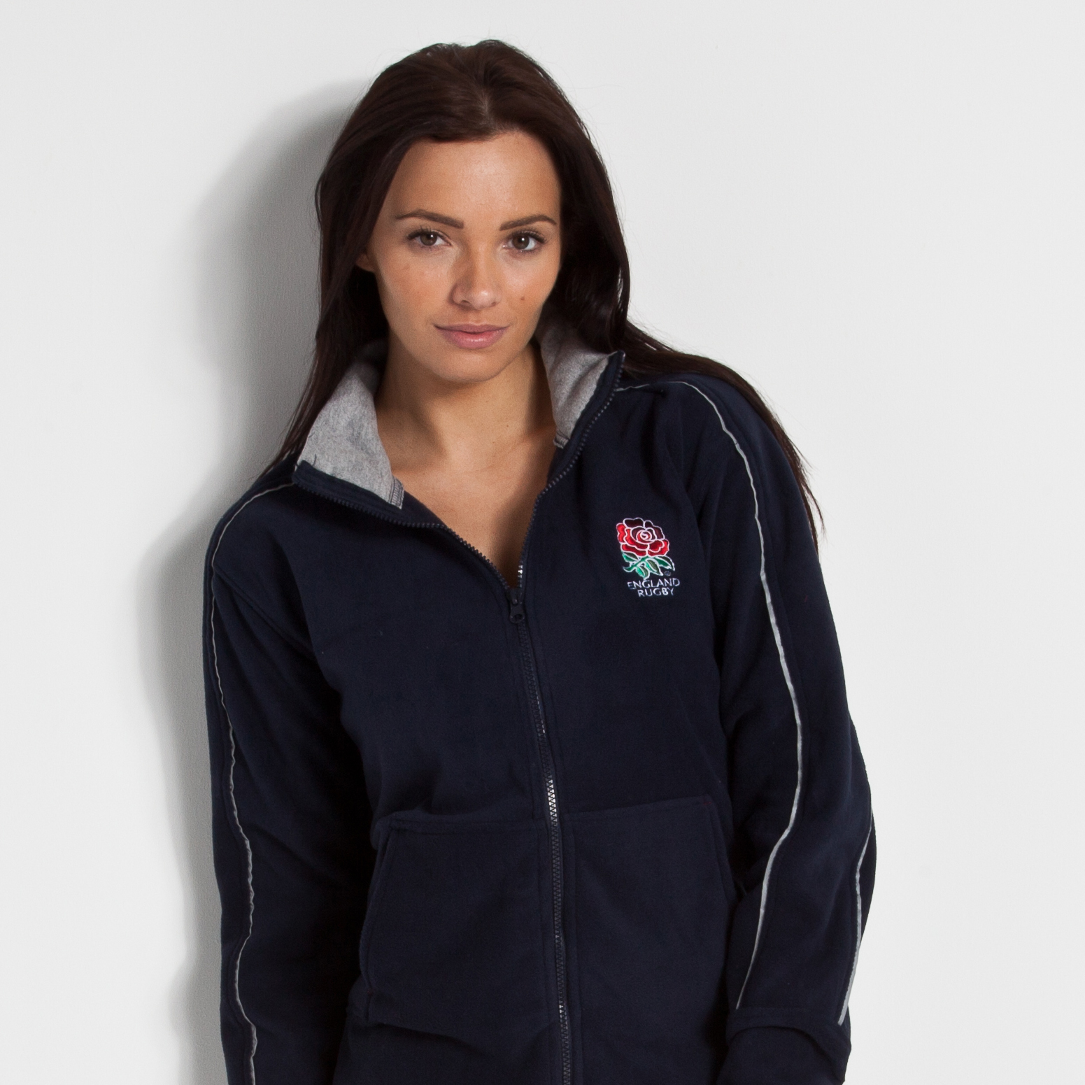 England Rugby Zip Thru Micro Fleece Navy Womens