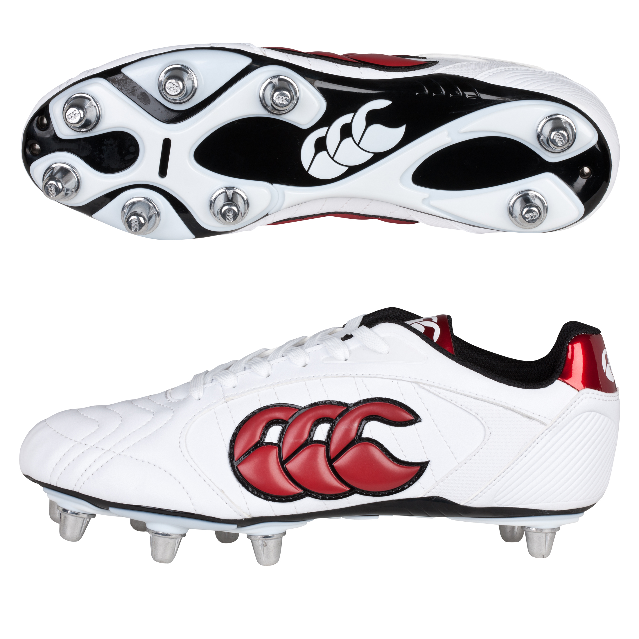 Canterbury Phoenix Lli Club 8 Stud Rugby Boot - White/Red/Black
