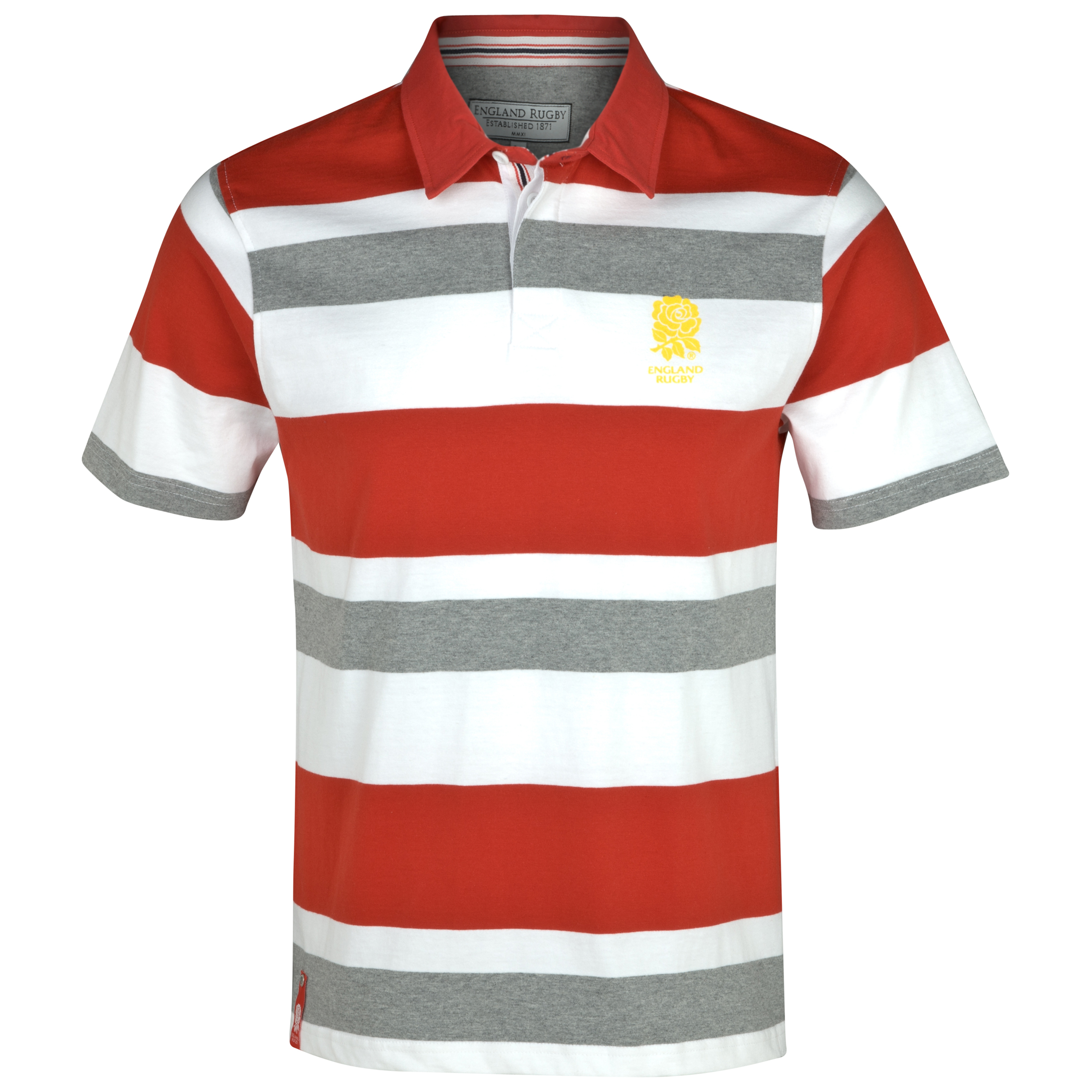 England Rugby SS Striped Polo White Multi