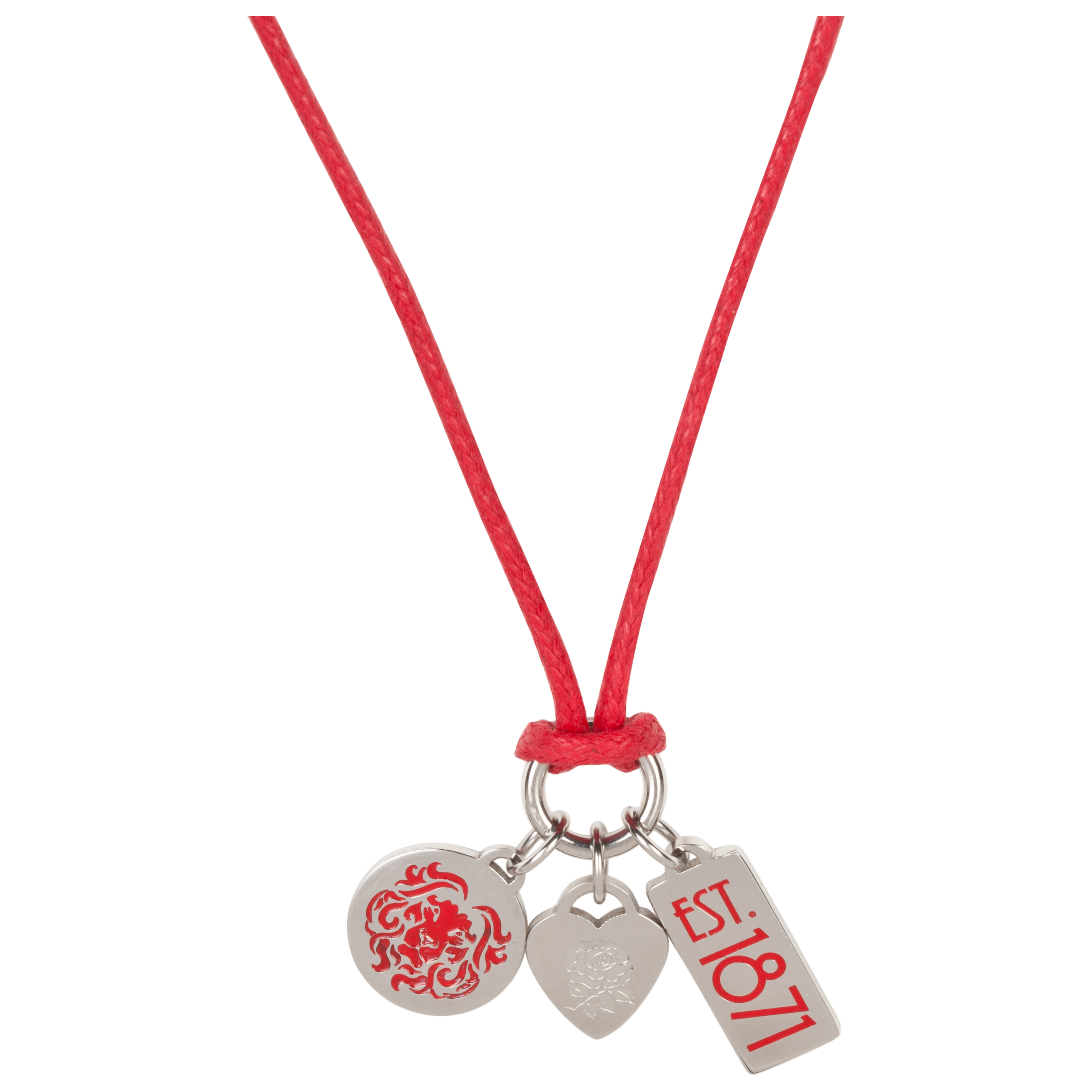 England Rugby Rose Charm Necklace - Red/Silver