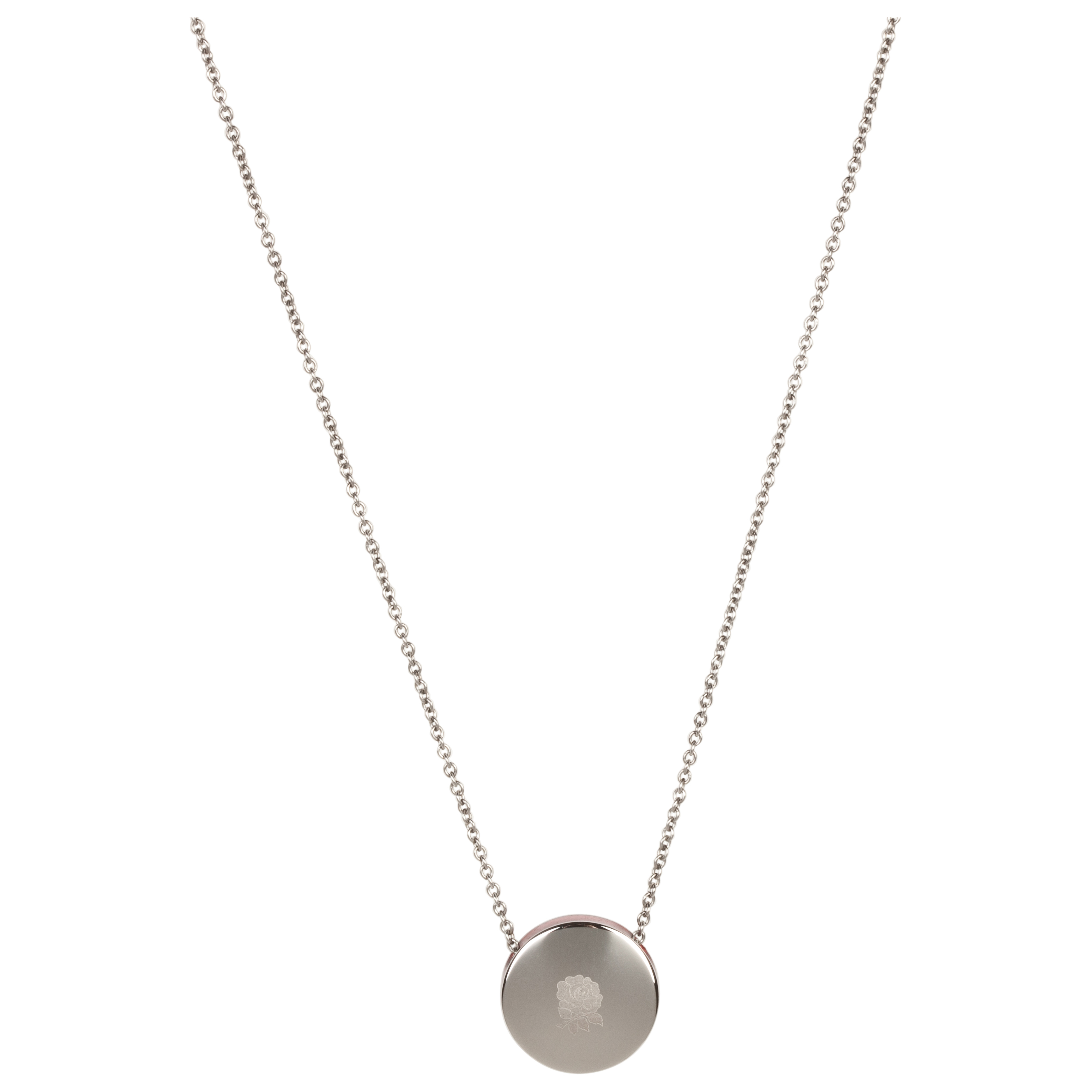 England Rugby Rose Polished Steel Disc Necklace