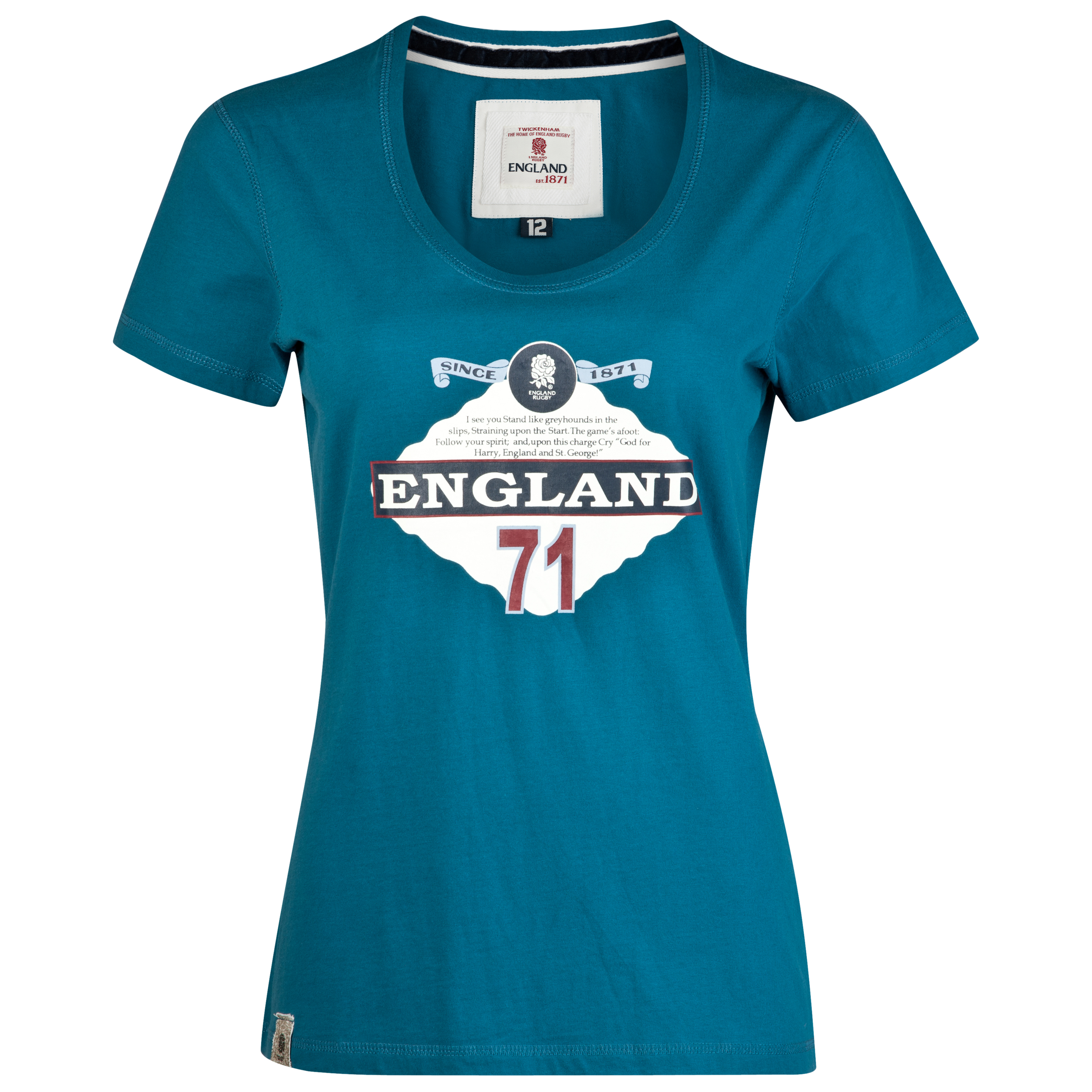 England Rugby 71 T-Shirt - Teal - Womens