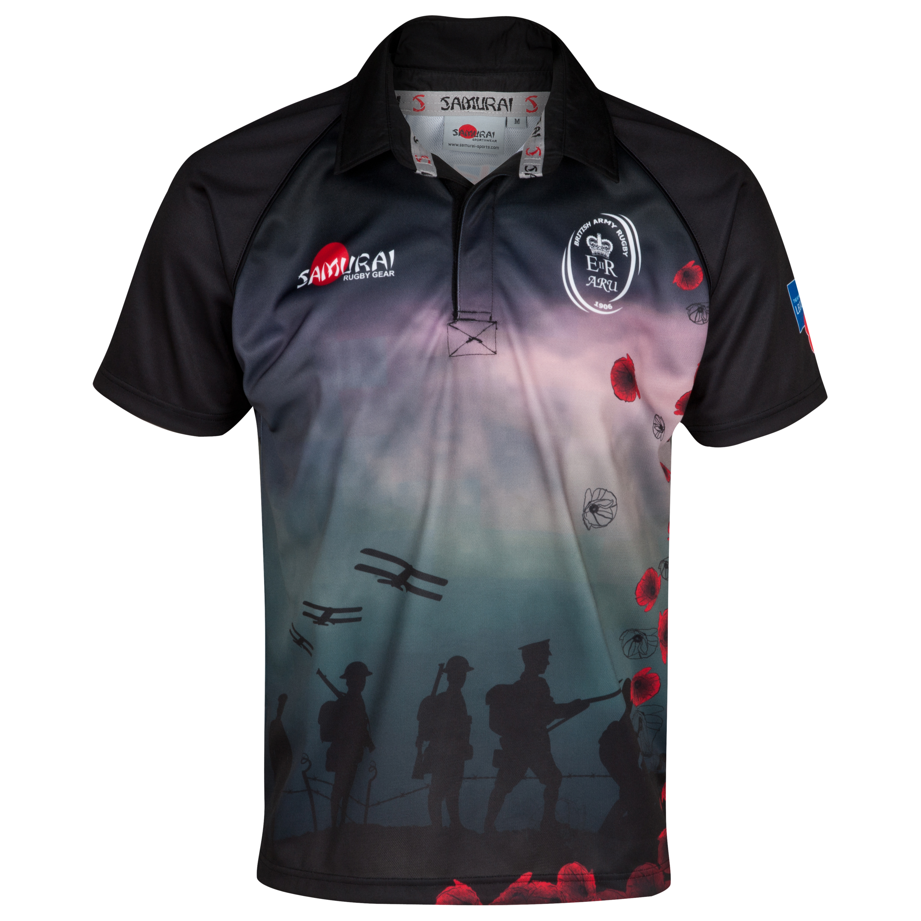 Army Rugby Union Poppy Shirt 2013 - Black/Red/Multi