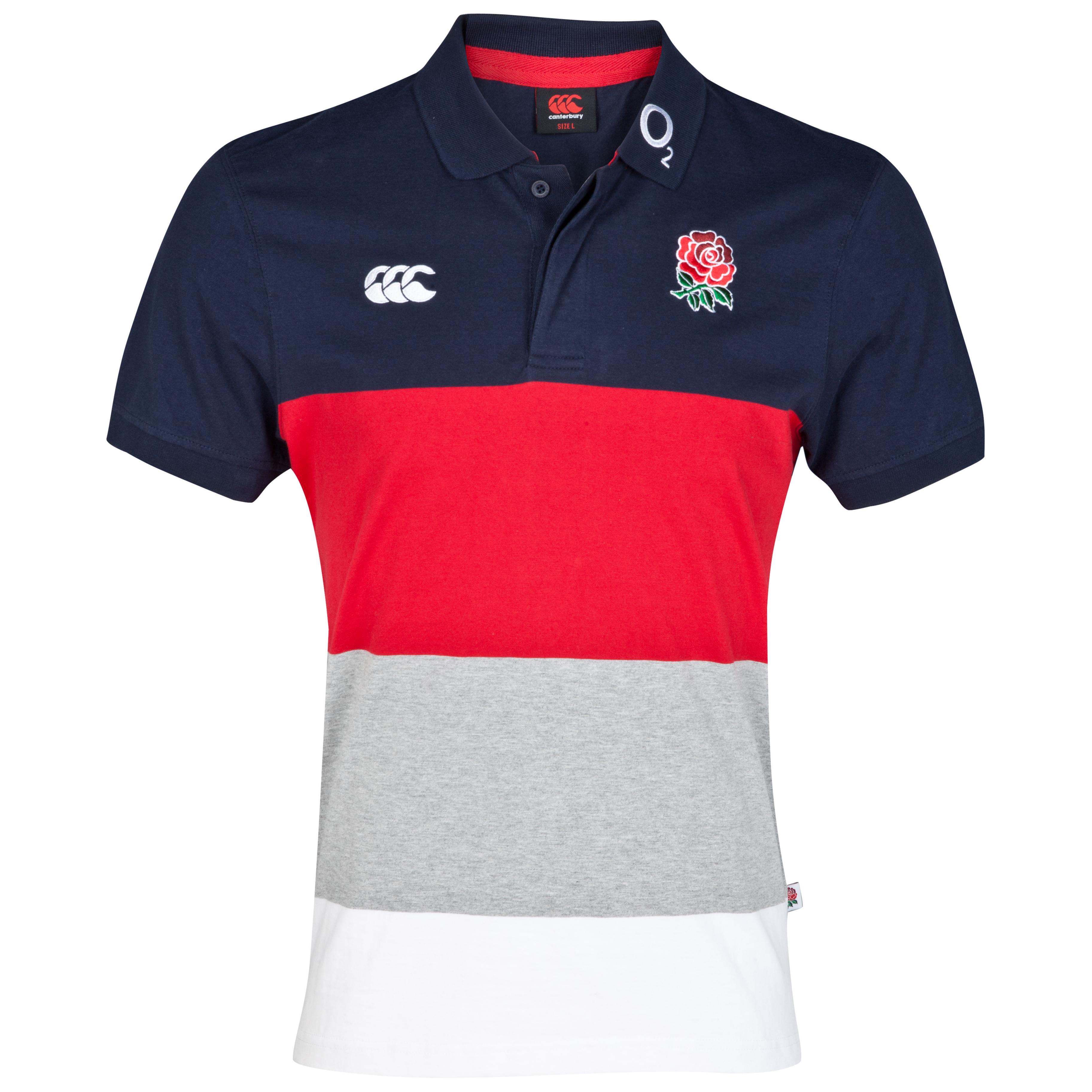 England Stripe Polo  - Navy / Flag Red