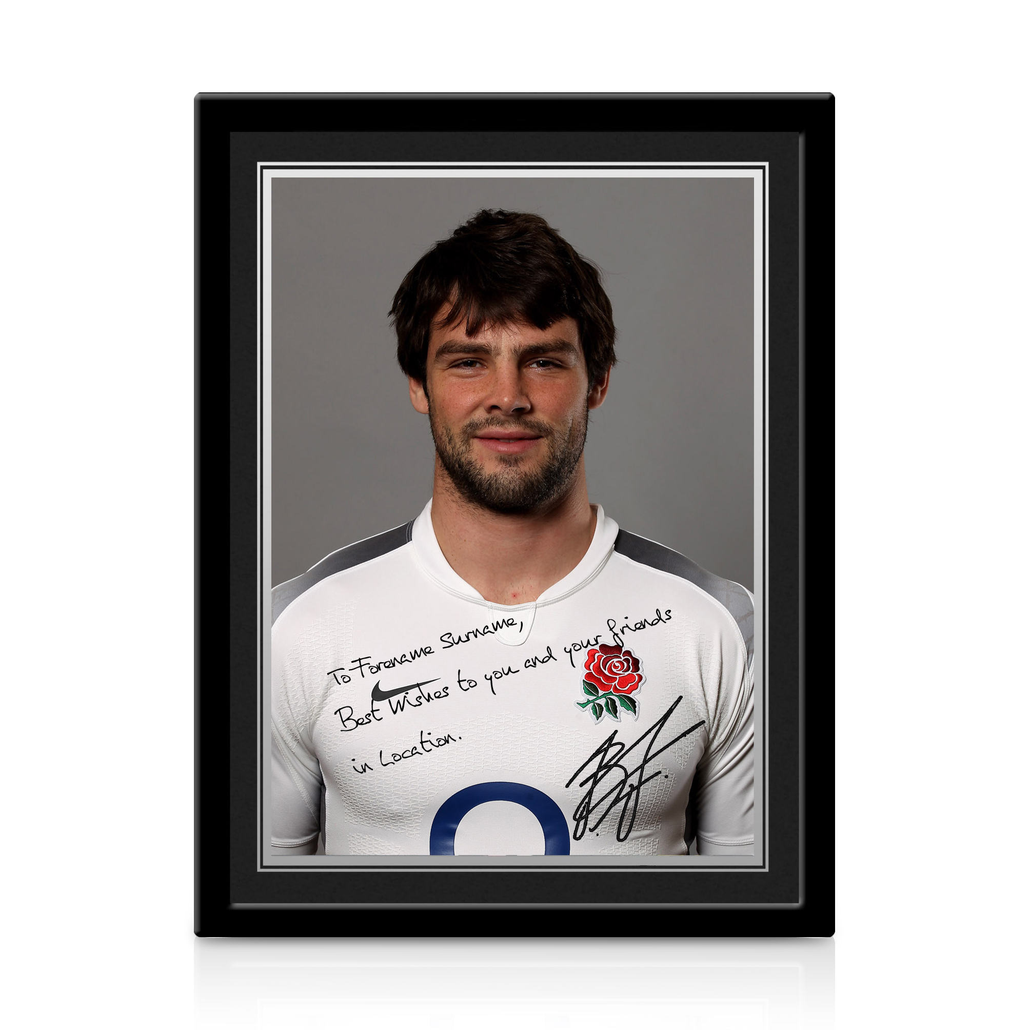 England Rugby Personalised Signature Print Framed - Foden