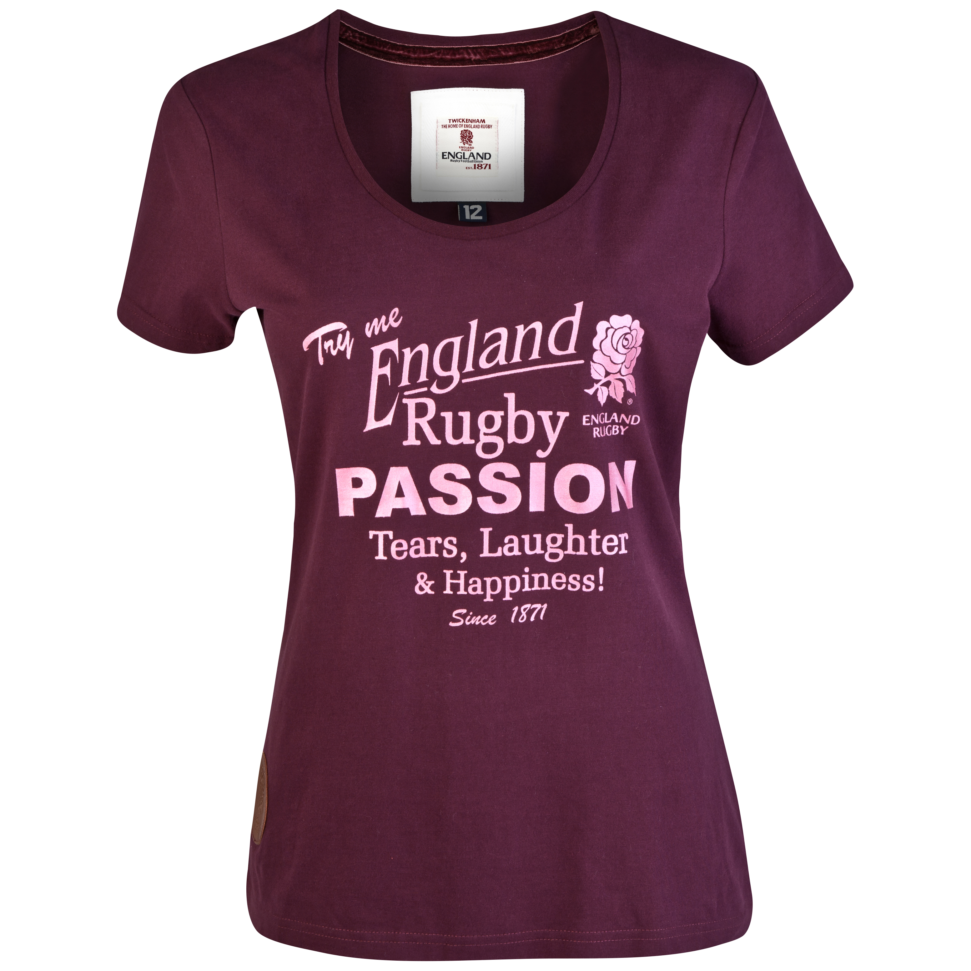 England Rugby Authentic Collection Passion T-Shirt - Brown/Pink - Womens