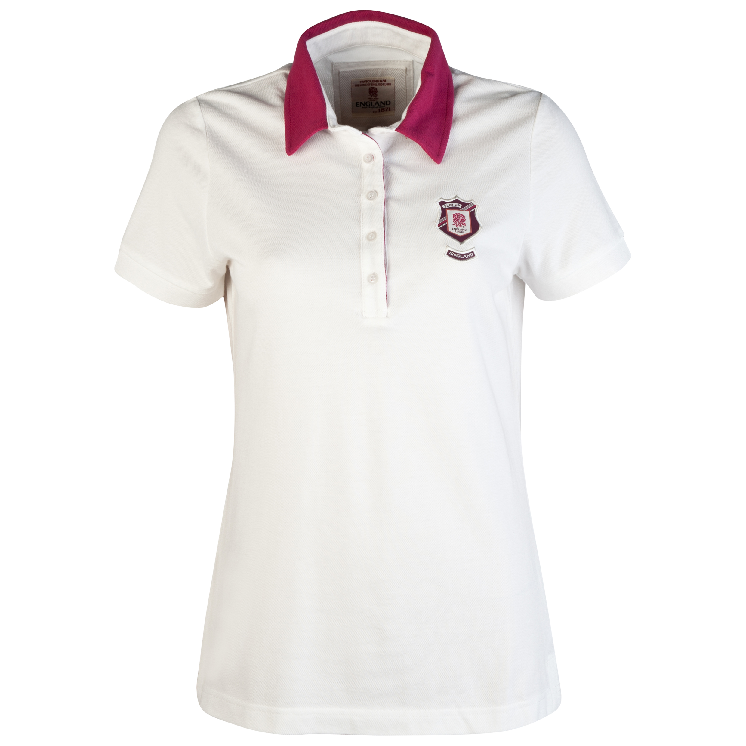 England Rugby Authentic Collection Solid Polo - Cream/Pink - Womens