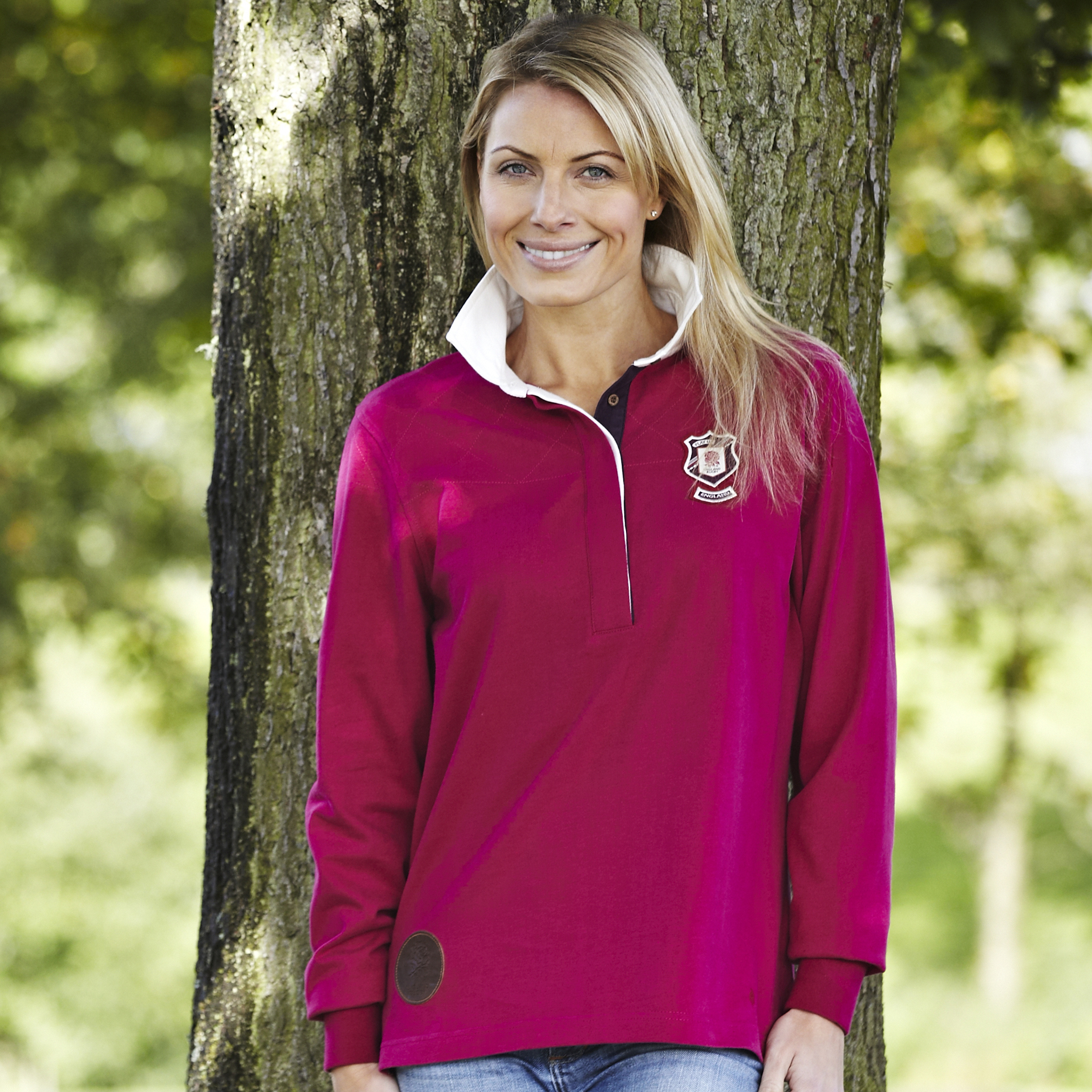 England Rugby Authentic Collection Long Sleeved Rugby Shirt  - Pink - Womens