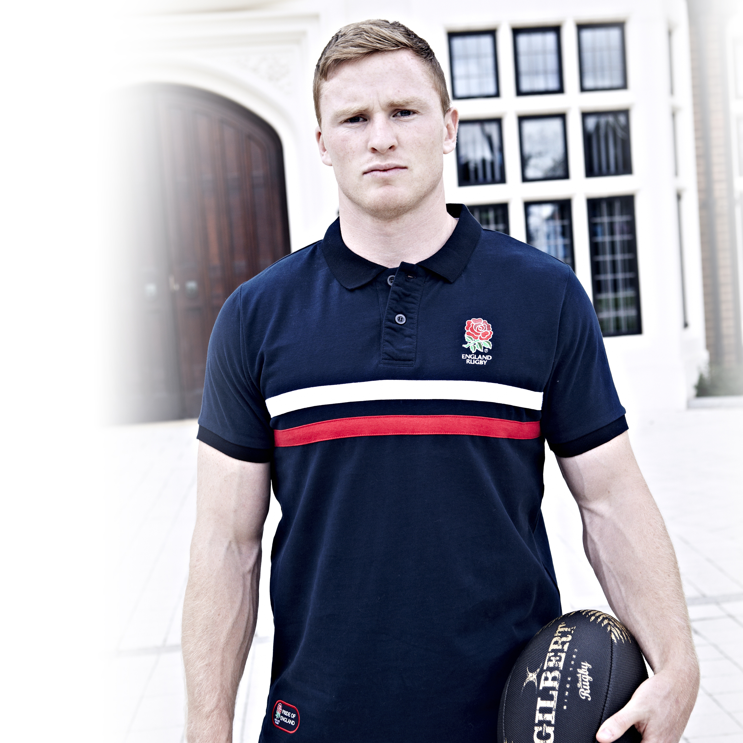 England Rugby Classic Collection Stiped Polo - Navy