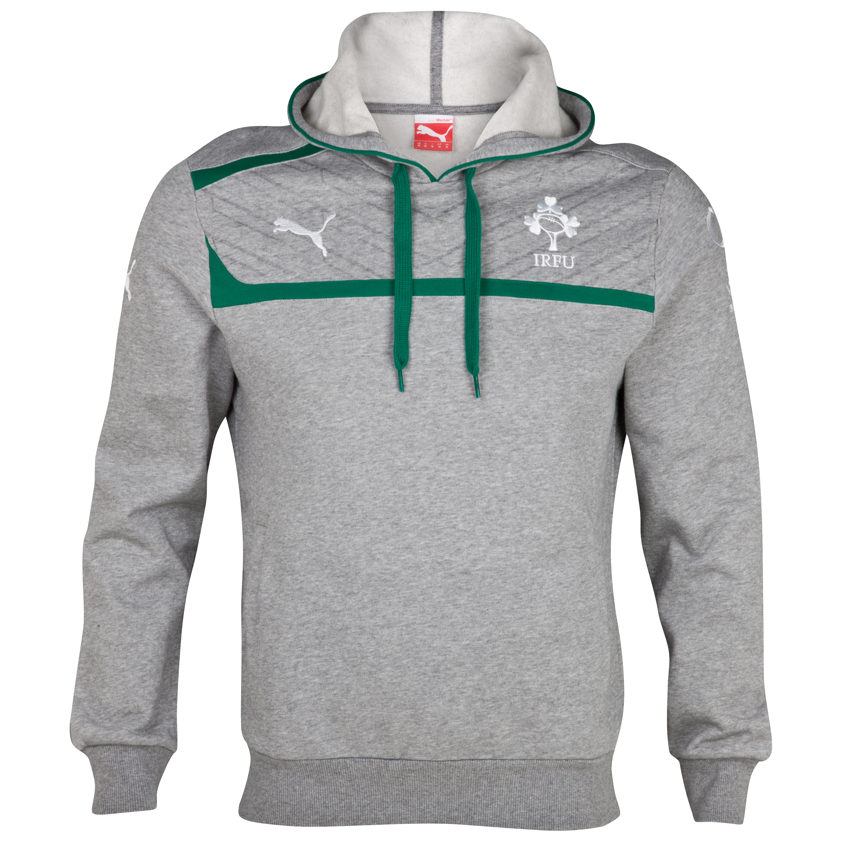 Ireland Rugby Overhead Hoody - Grey Marl/Power Green/White