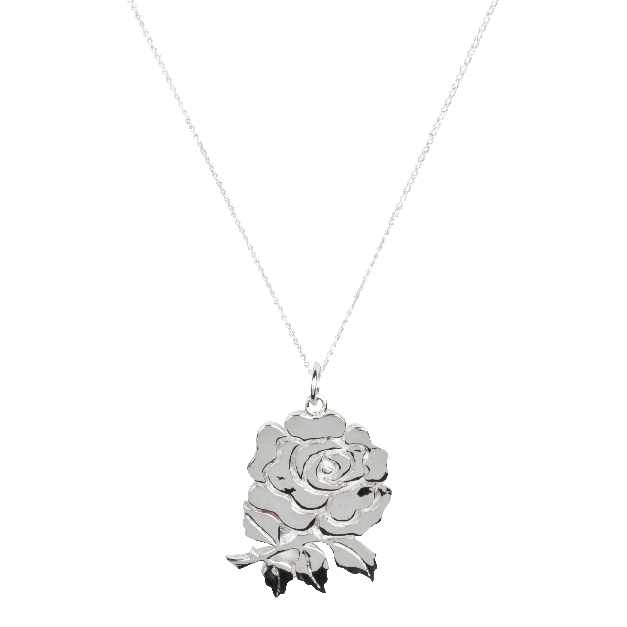 England Rugby Rose Sterling Silver Pendant and Chain
