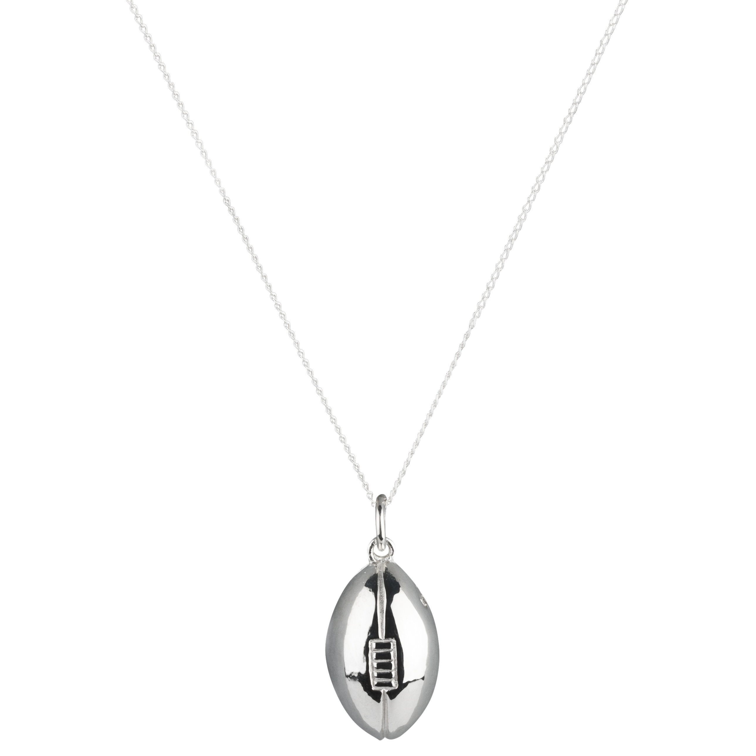 England Rugby Ball Sterling Silver Pendant and Chain