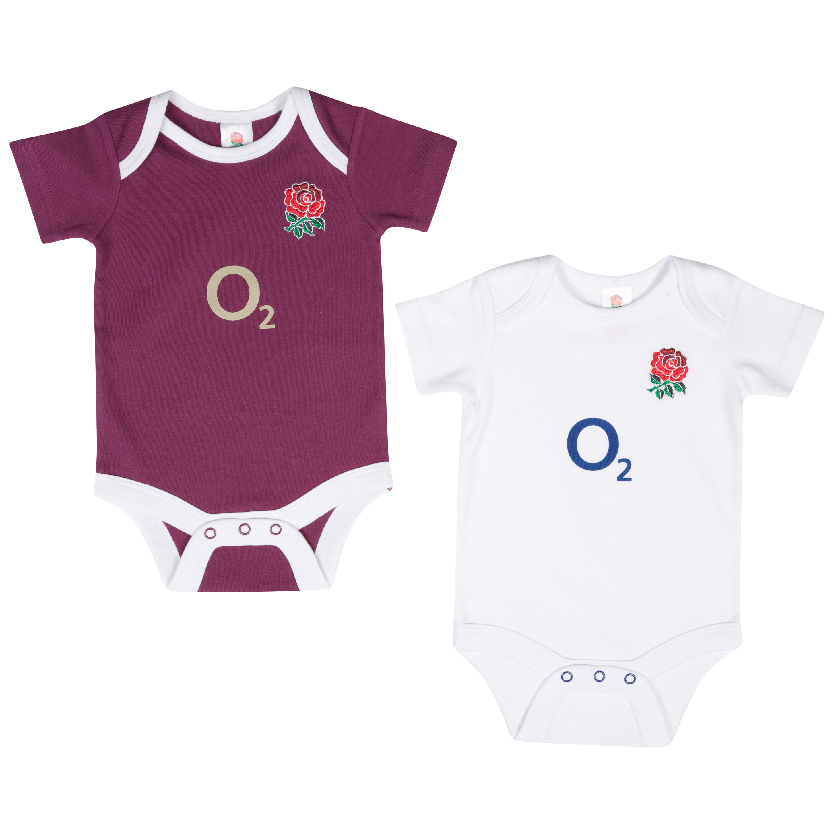 England Rugby Kit 2pk Bodysuits - White/Claret - Babywear
