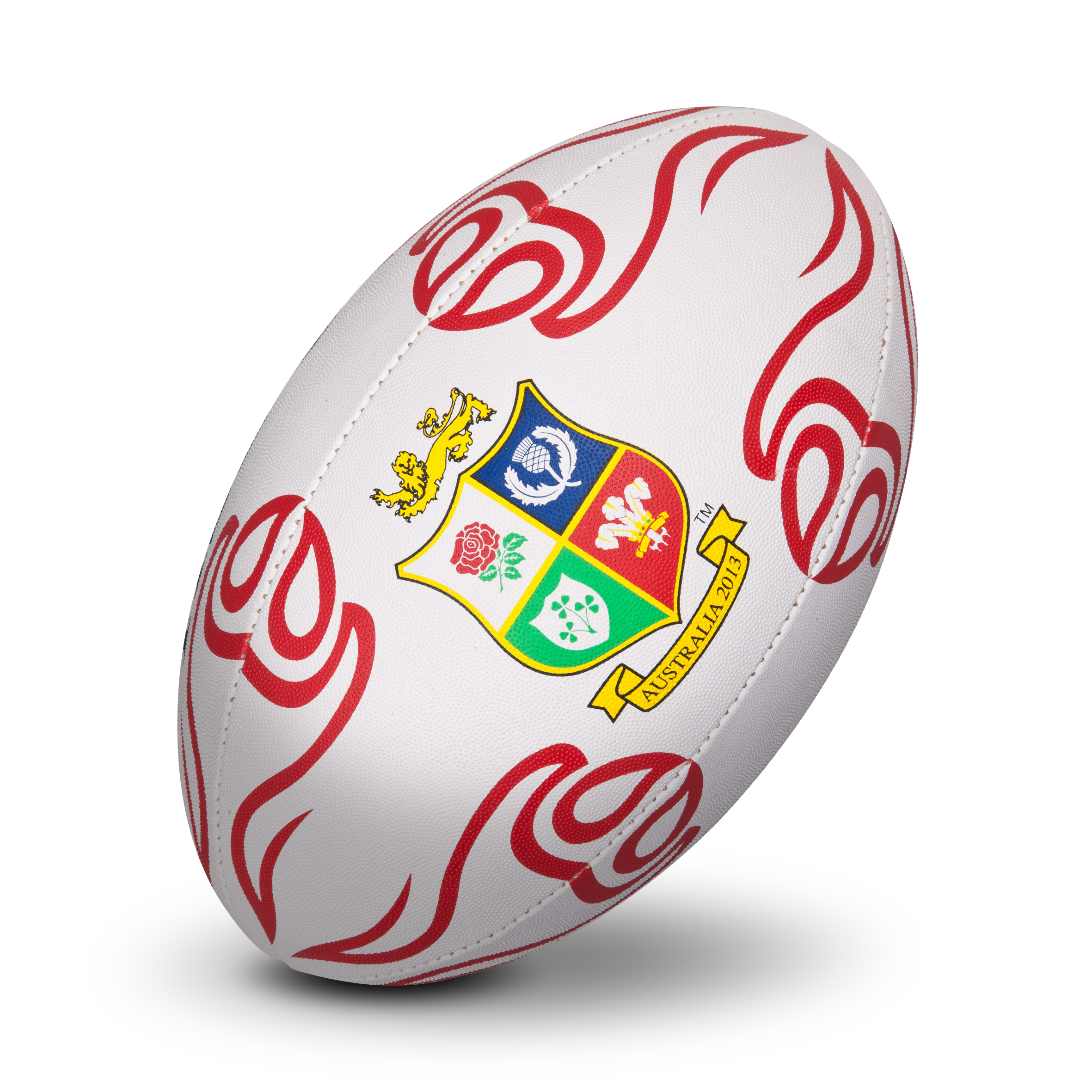 British and Irish Lions Supporters Rugby Ball - White/Red