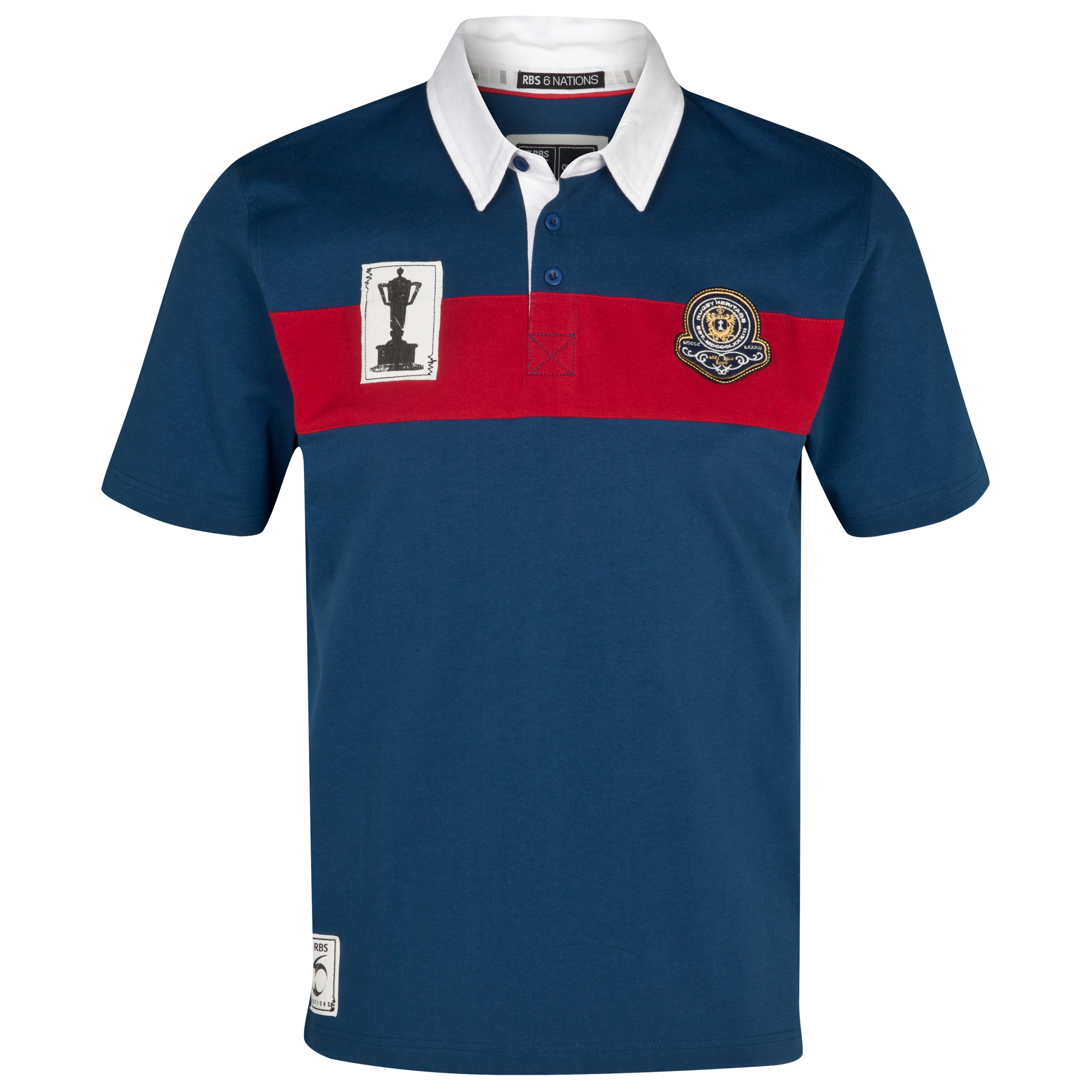 RBS 6 Nations Heritage Short Sleeved Rugby Shirt - Navy/Red