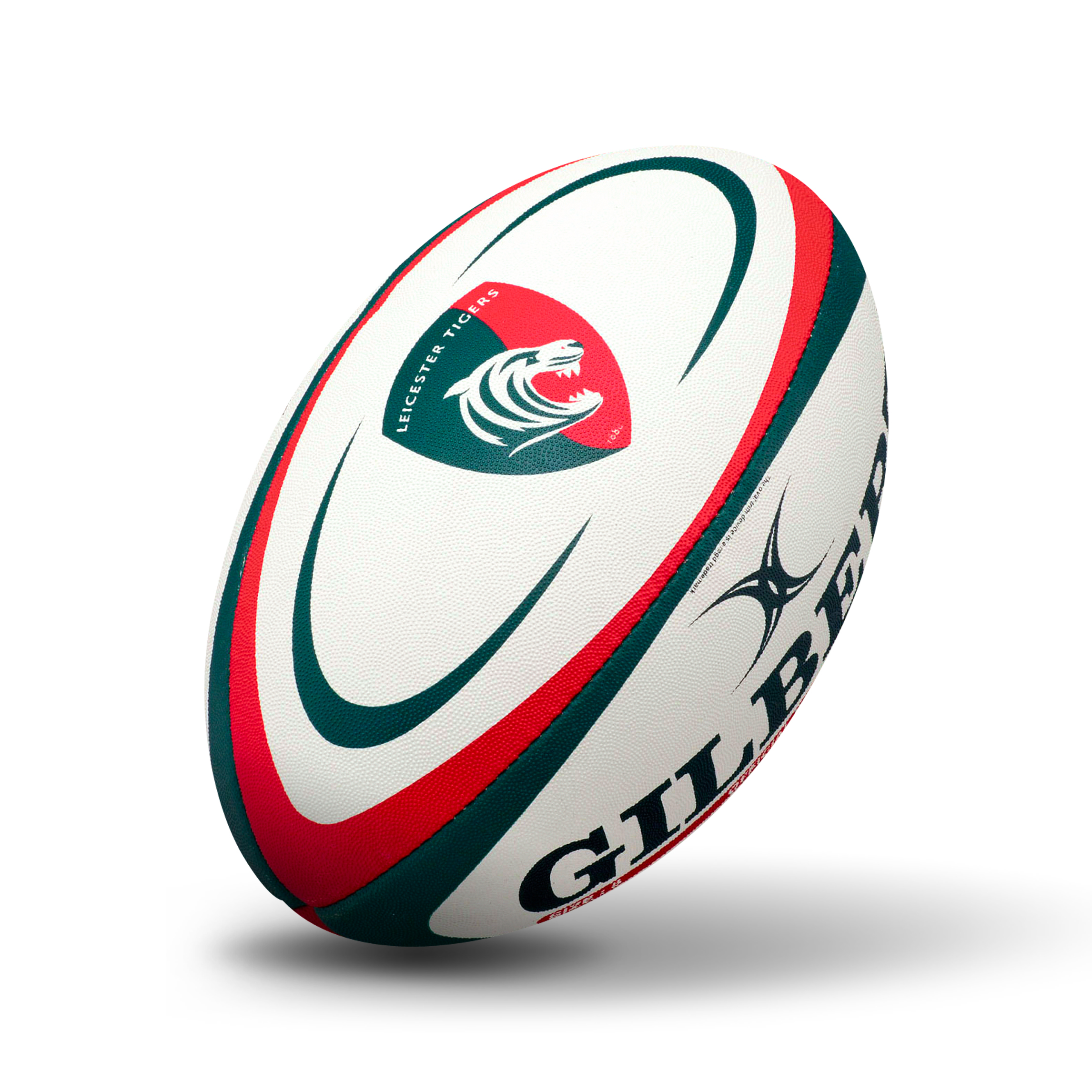 Gilbert Leicester Tigers Rugby Ball - Green/Red - Size 
