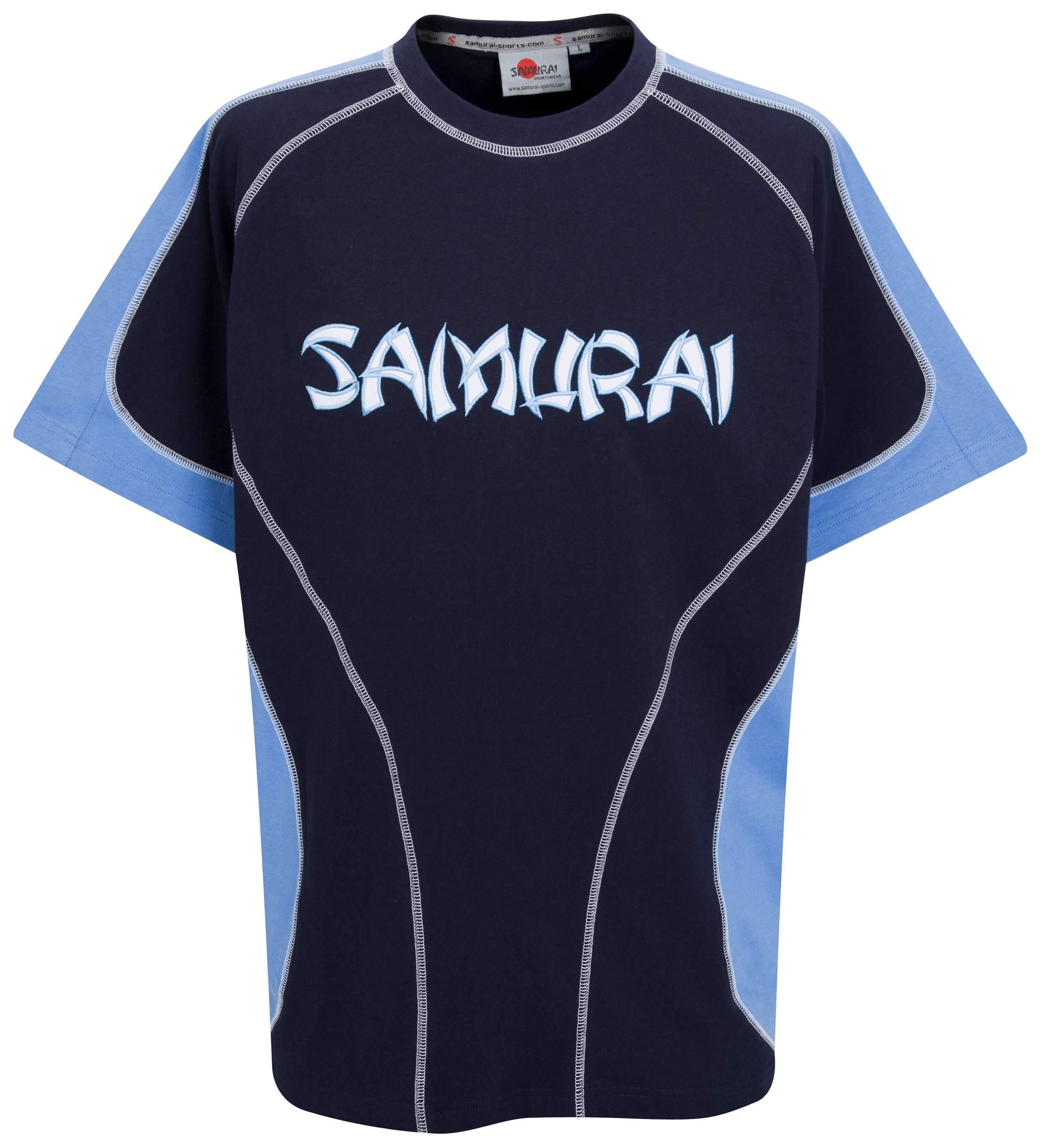 Samurai Wave T-Shirt - Navy/Sky/White