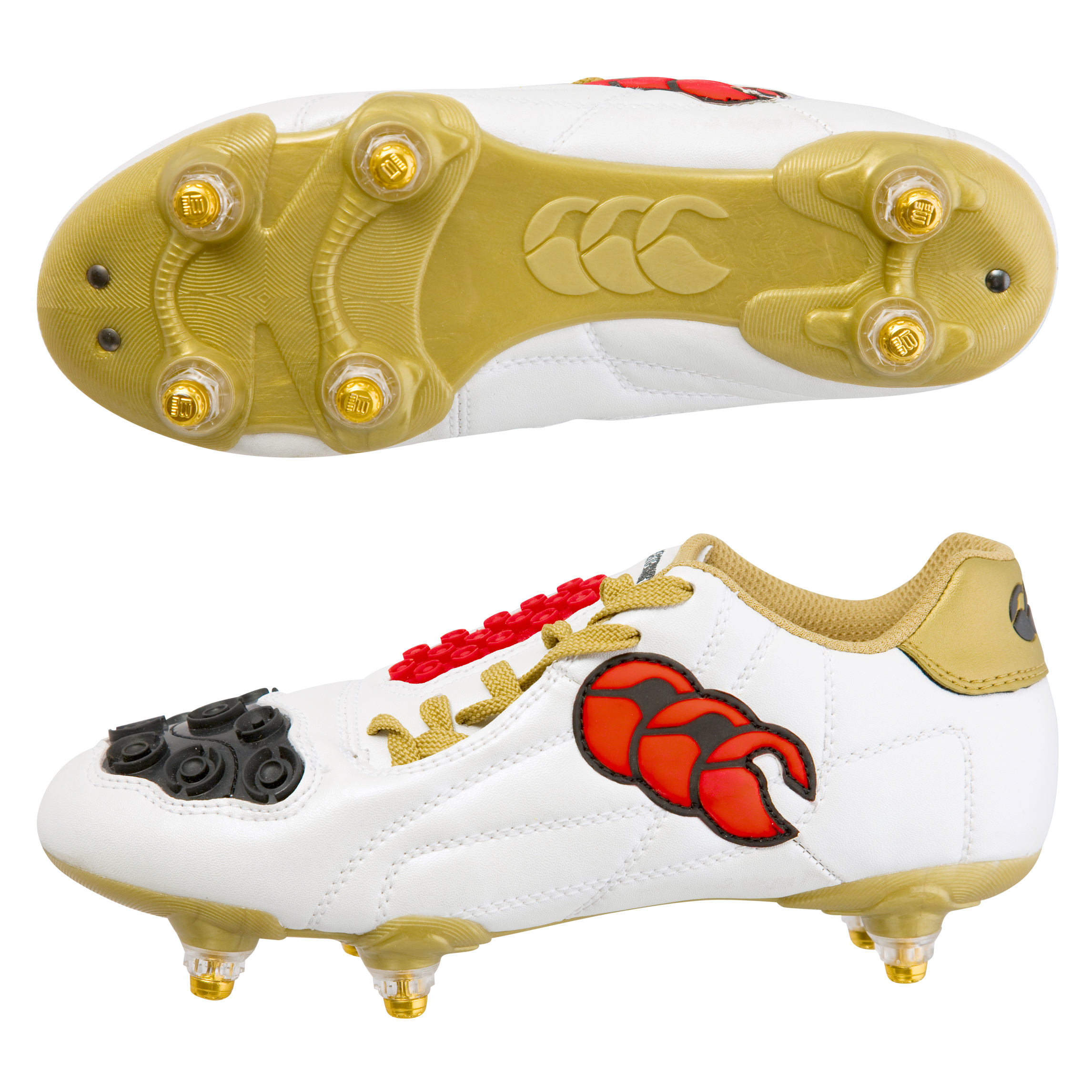 Canterbury Zygo Si Rugby Boots Kids White Gold Black