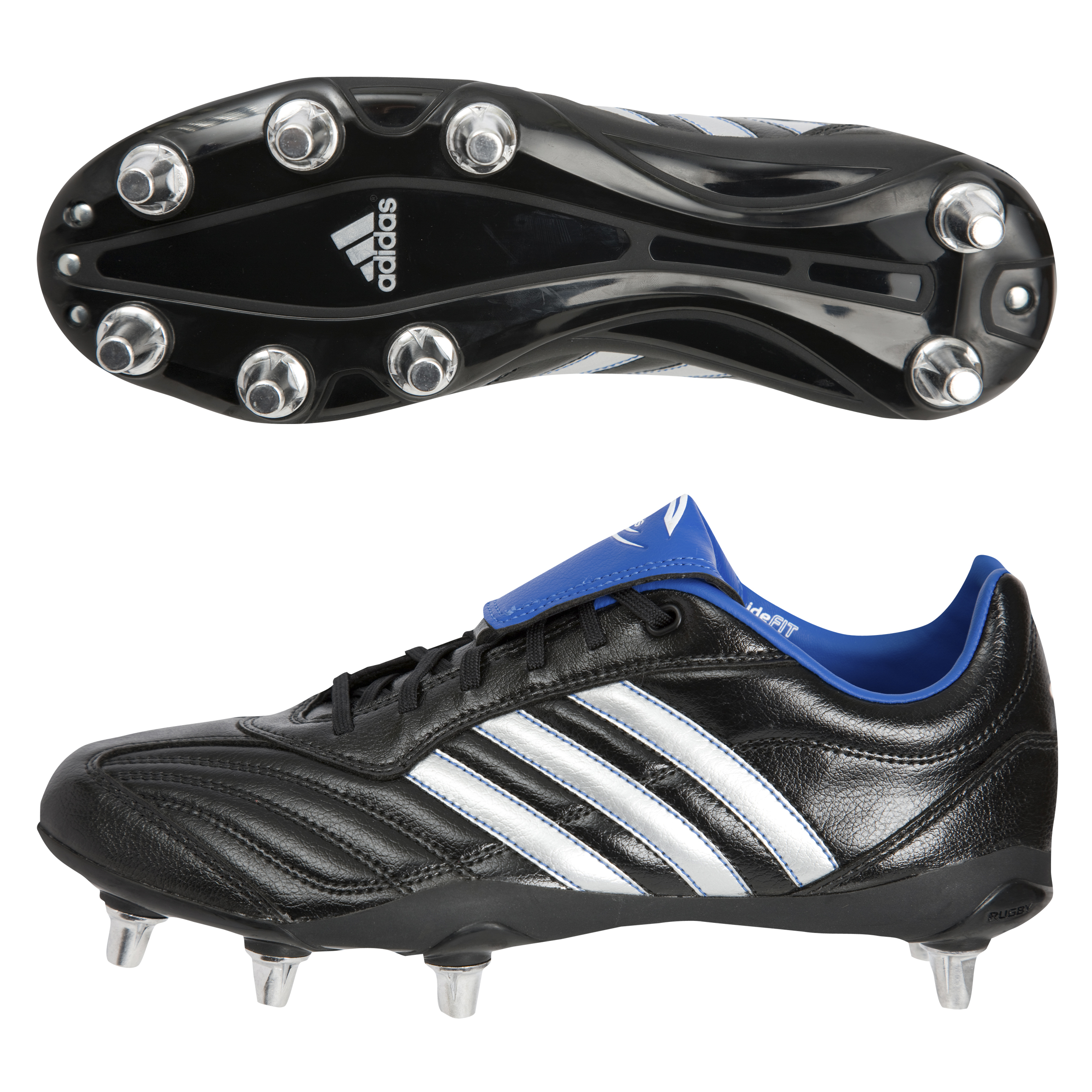 adidas Regulate IV Soft Ground Rugby Boots - Black/Silver/Blue