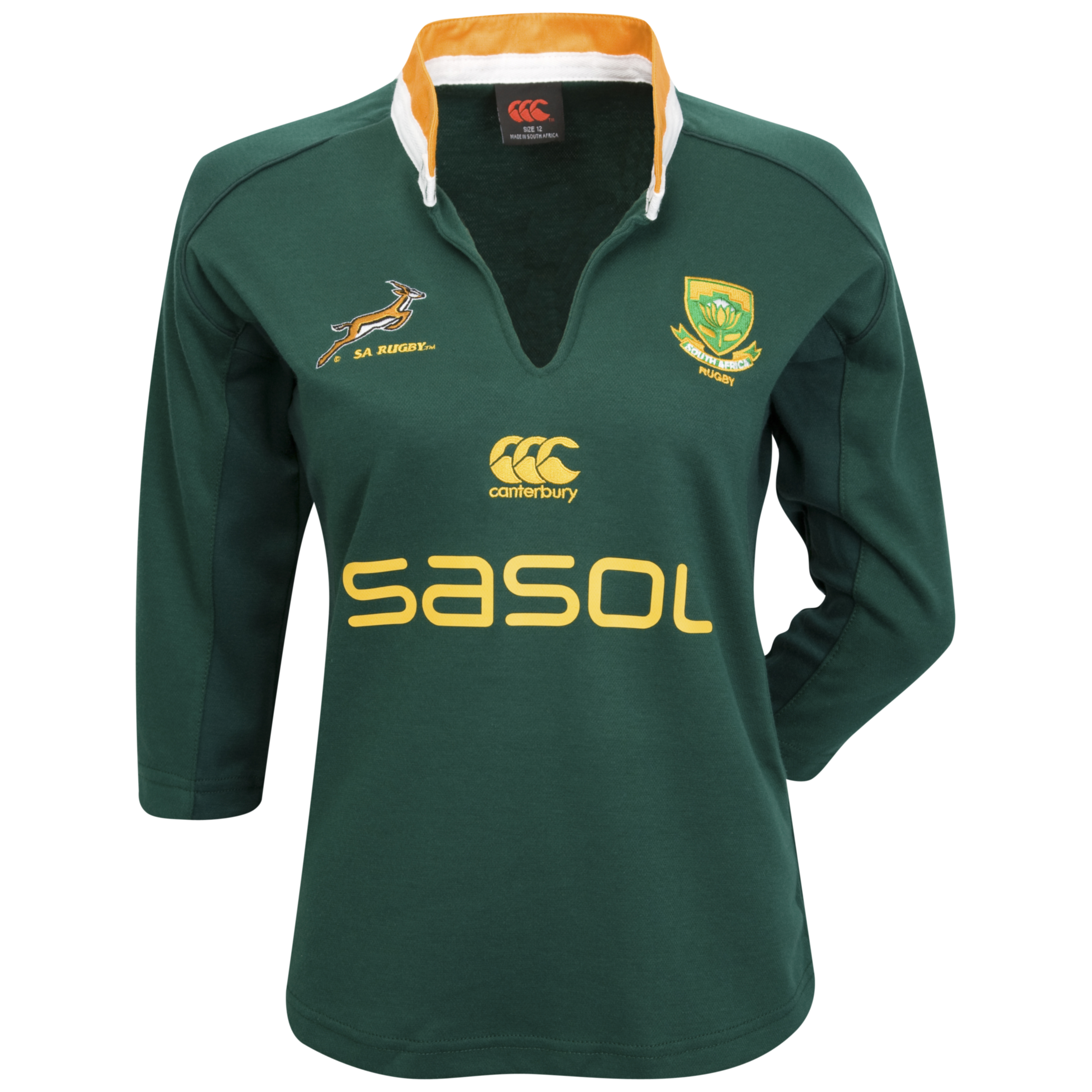 Springbok Supporters 3/4 Sleeve Rugby Shirt - Womens