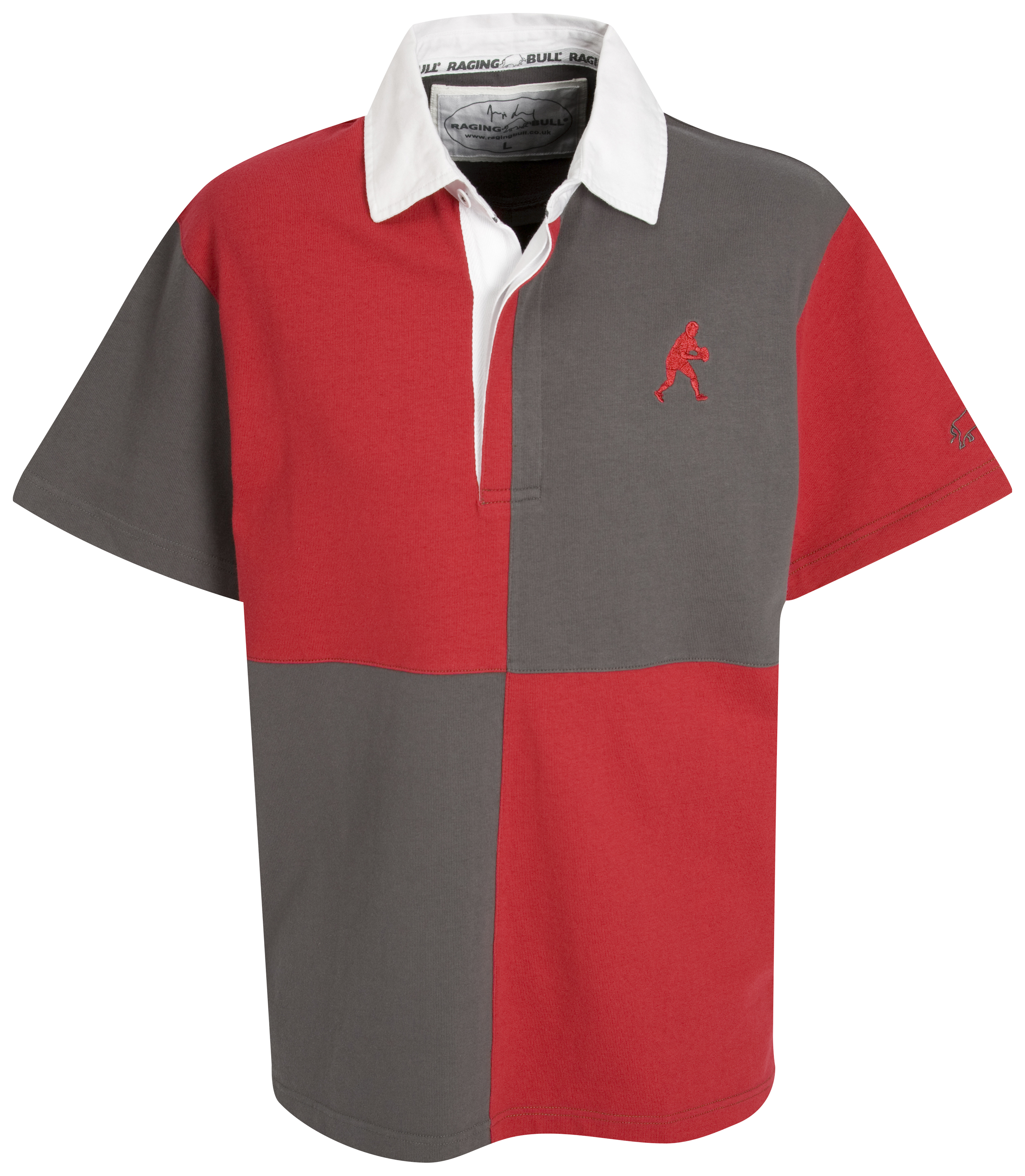 Raging Bull Harlequin Rugby Player Shirt - Red/Grey