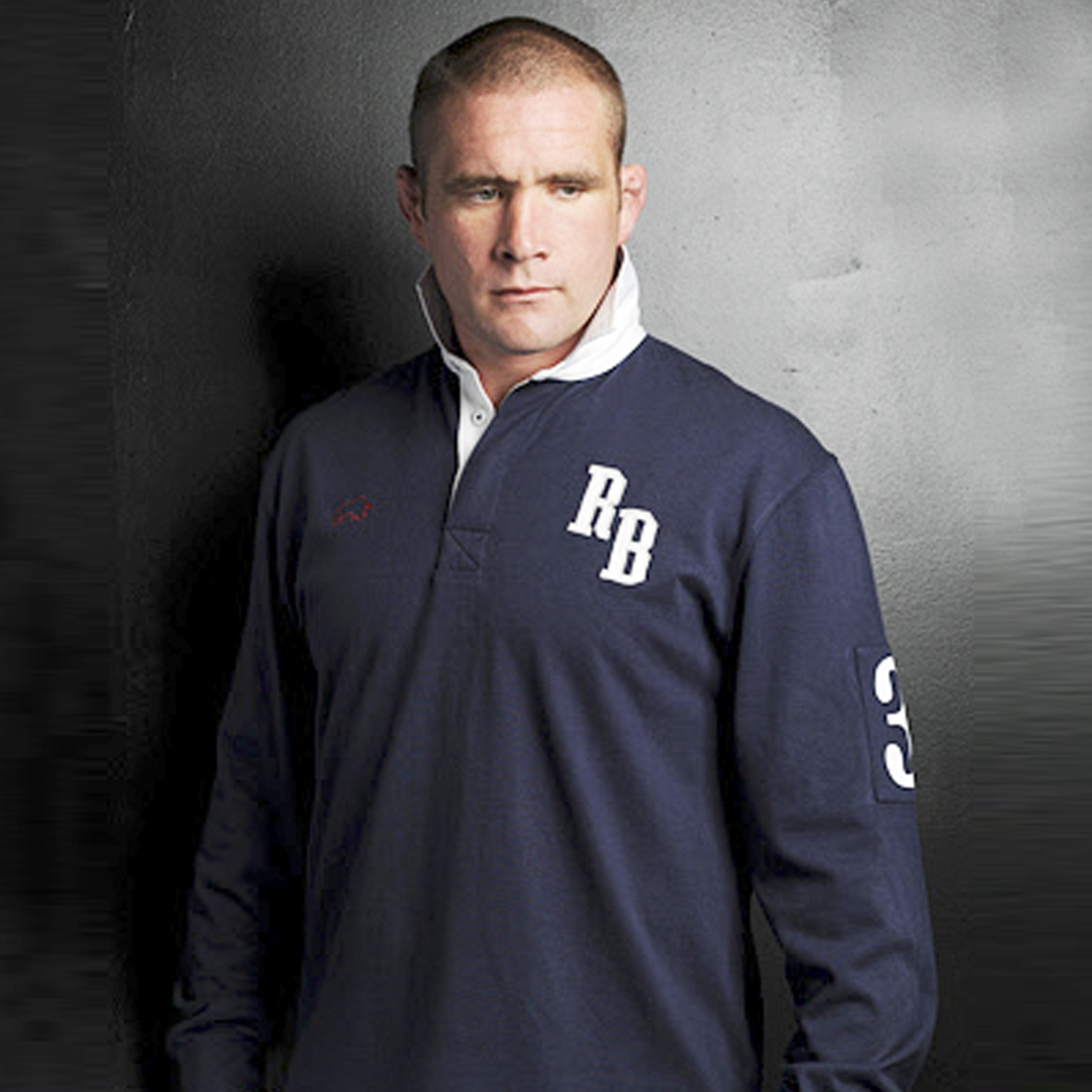 Raging Bull Long Sleeve Patch Rugby Shirt - Navy