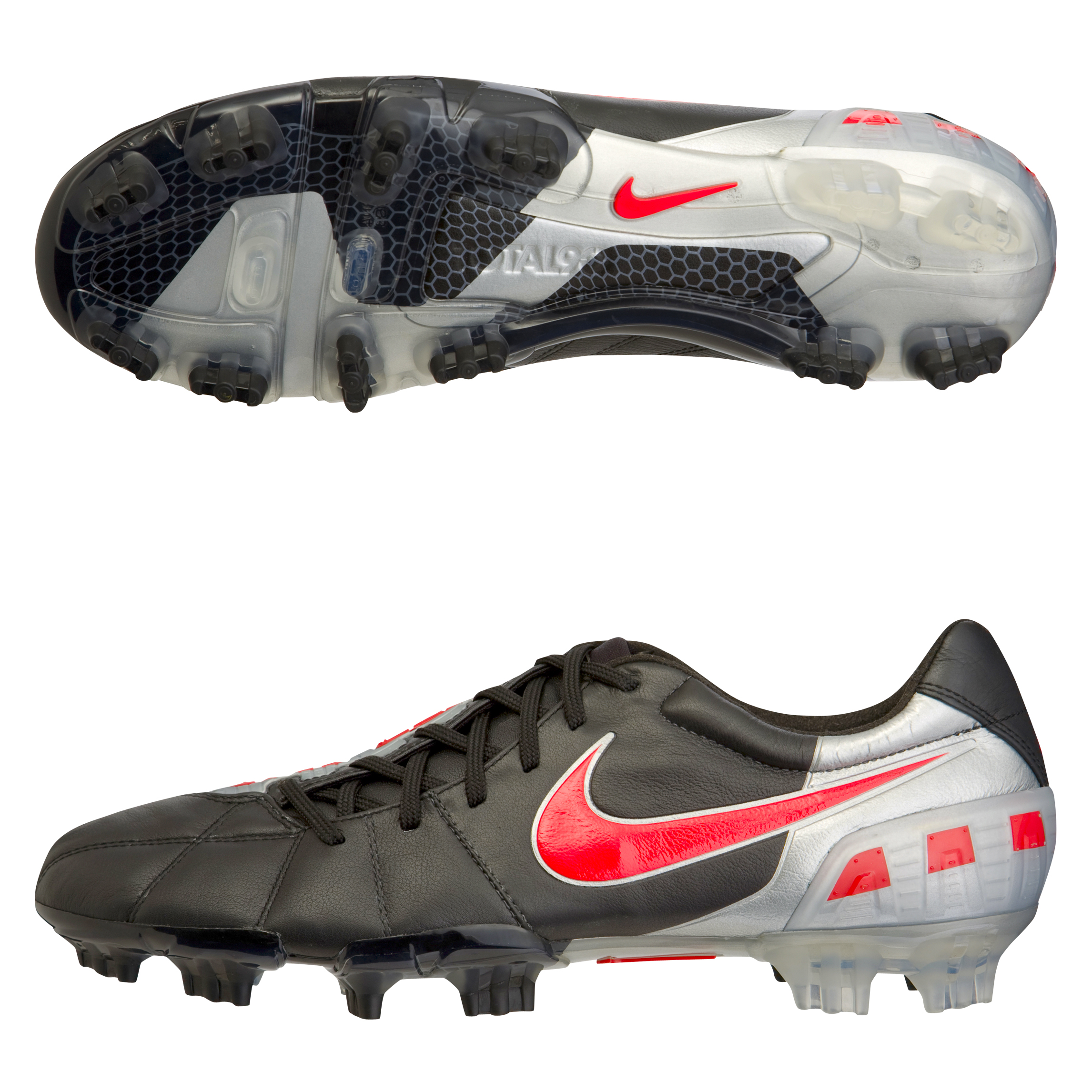 Nike Total90 Laser III K Firm Ground Football Boots - Black/Red