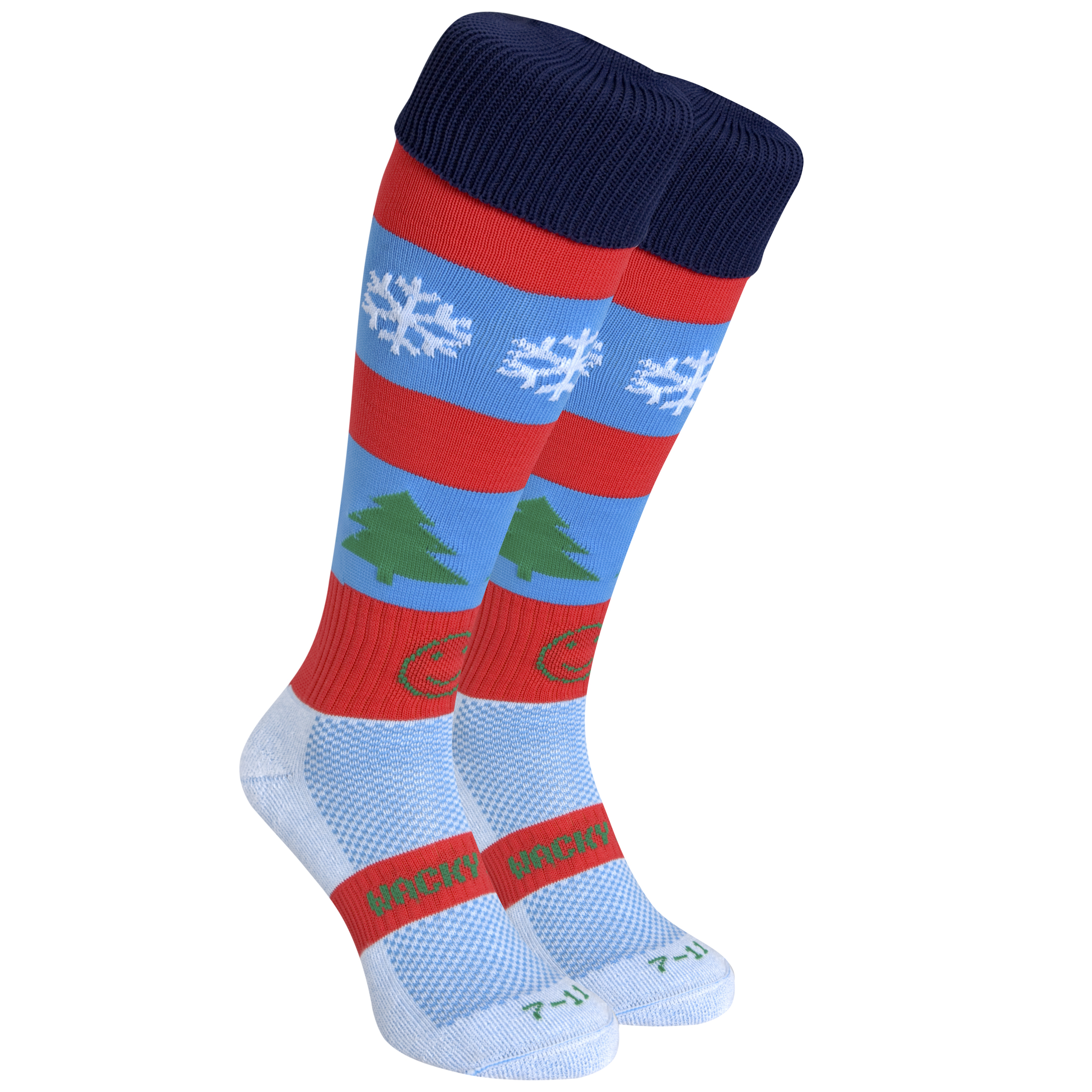 WackySox Festive Frolics Socks - Red/Black/Blue - Size 2-6