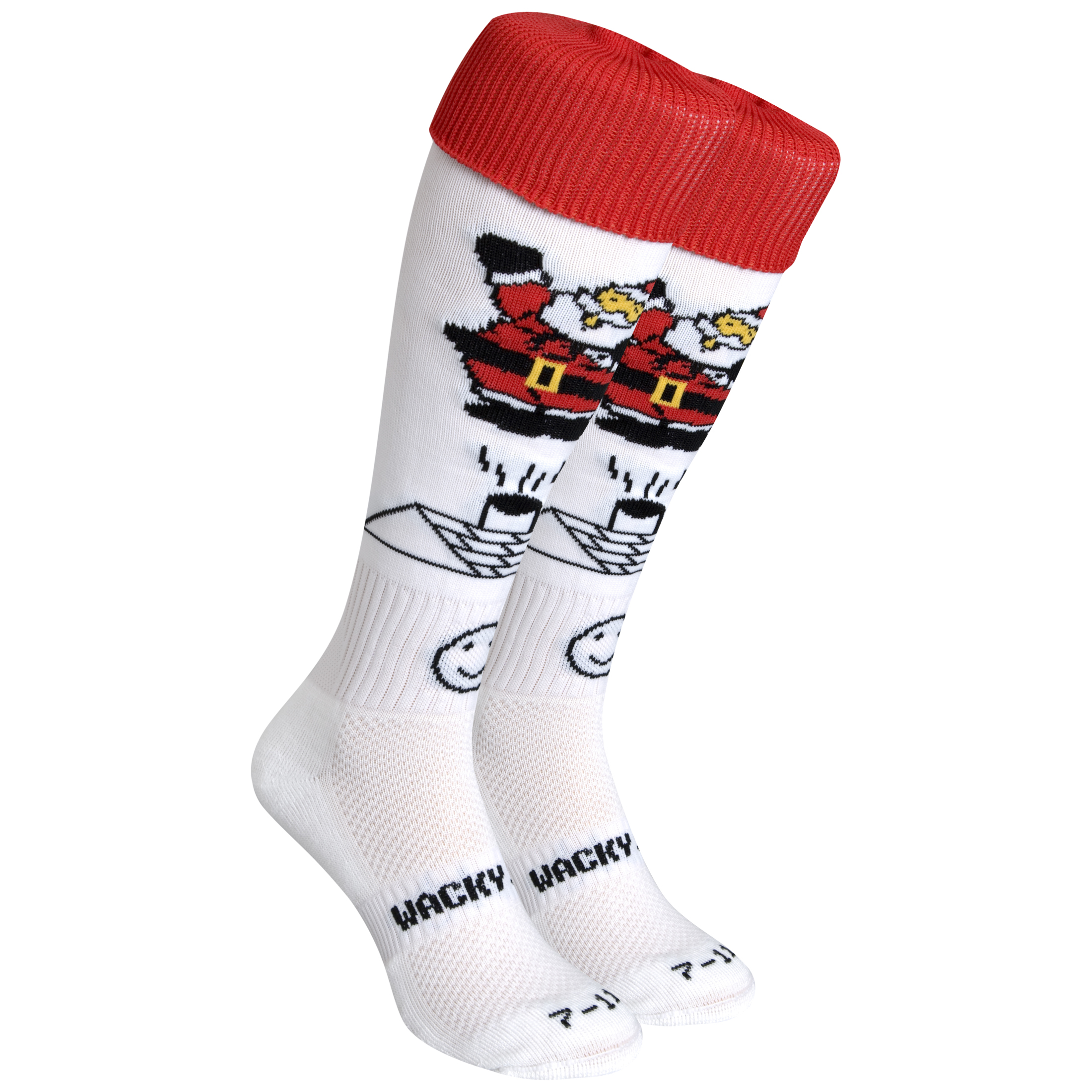 WackySox Santa Claus Socks - White/Red - Size 7-11