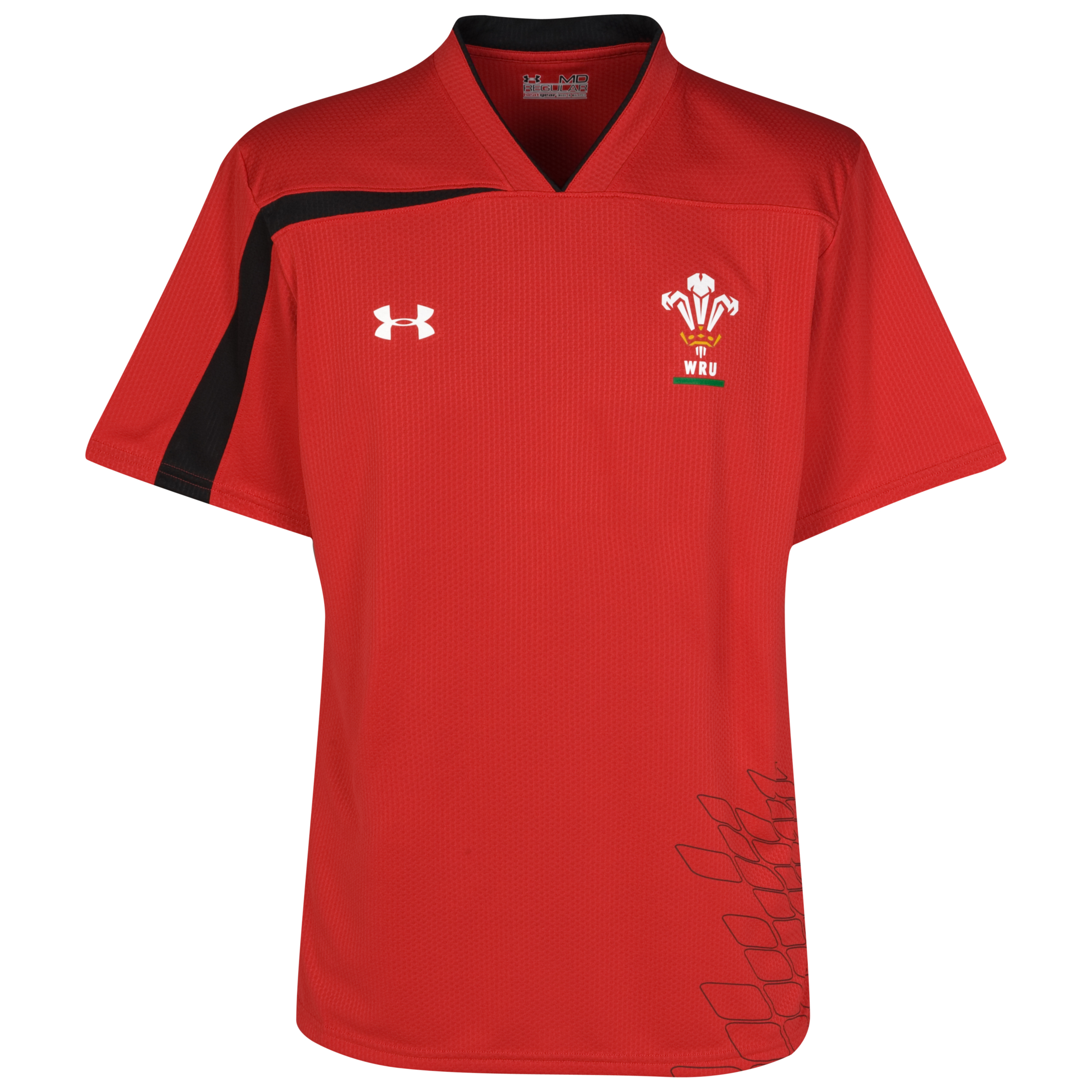 Wales Rugby Union 10k Force Short Sleeve Training T-Shirt - Red/Black