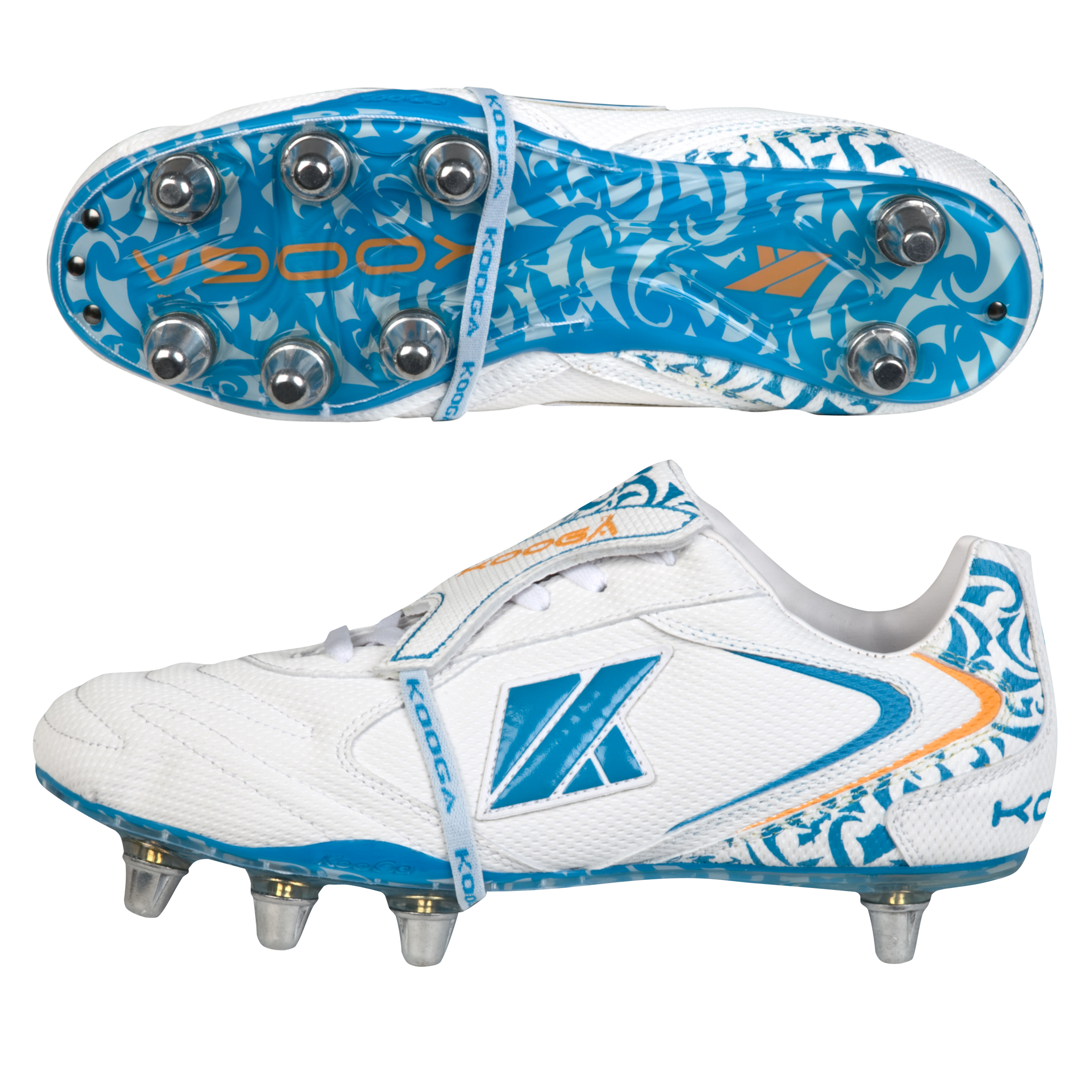 Kooga Nuevo Evx Lcst Rugby Boots - White-Cyan-Orange