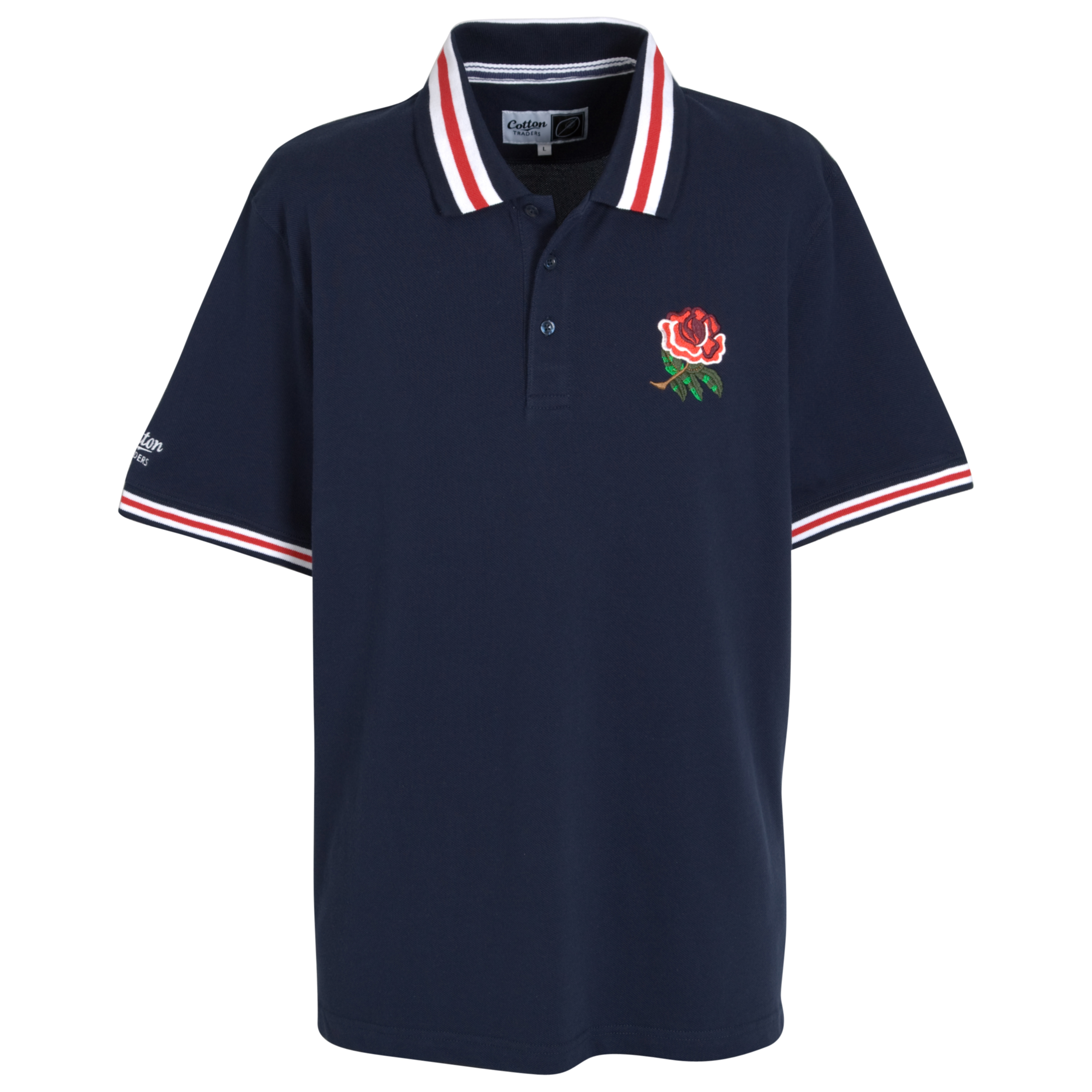 England Bold Collar Pique Rugby Polo - Navy