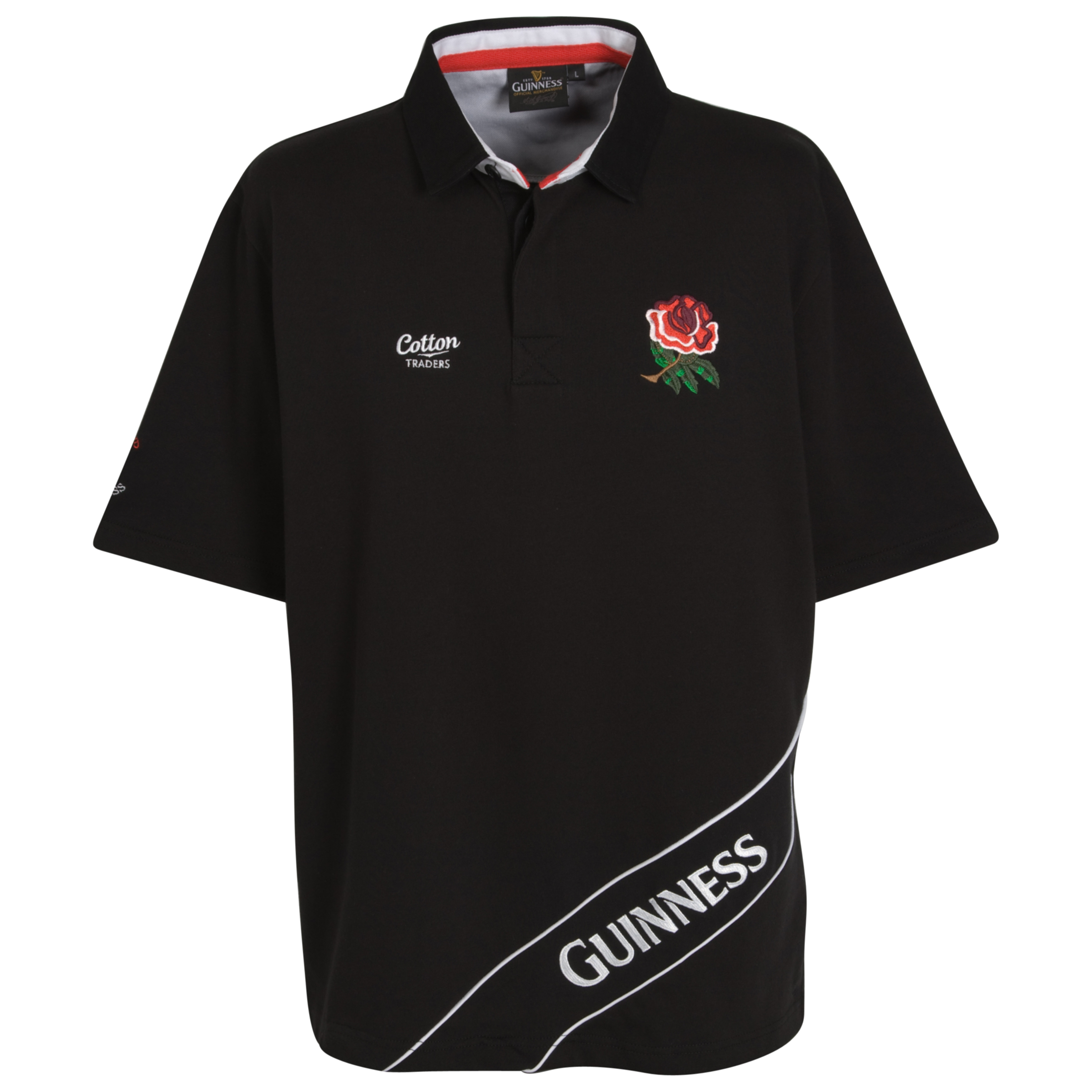 Guinness England Country Classic Rugby Shirt - Black.