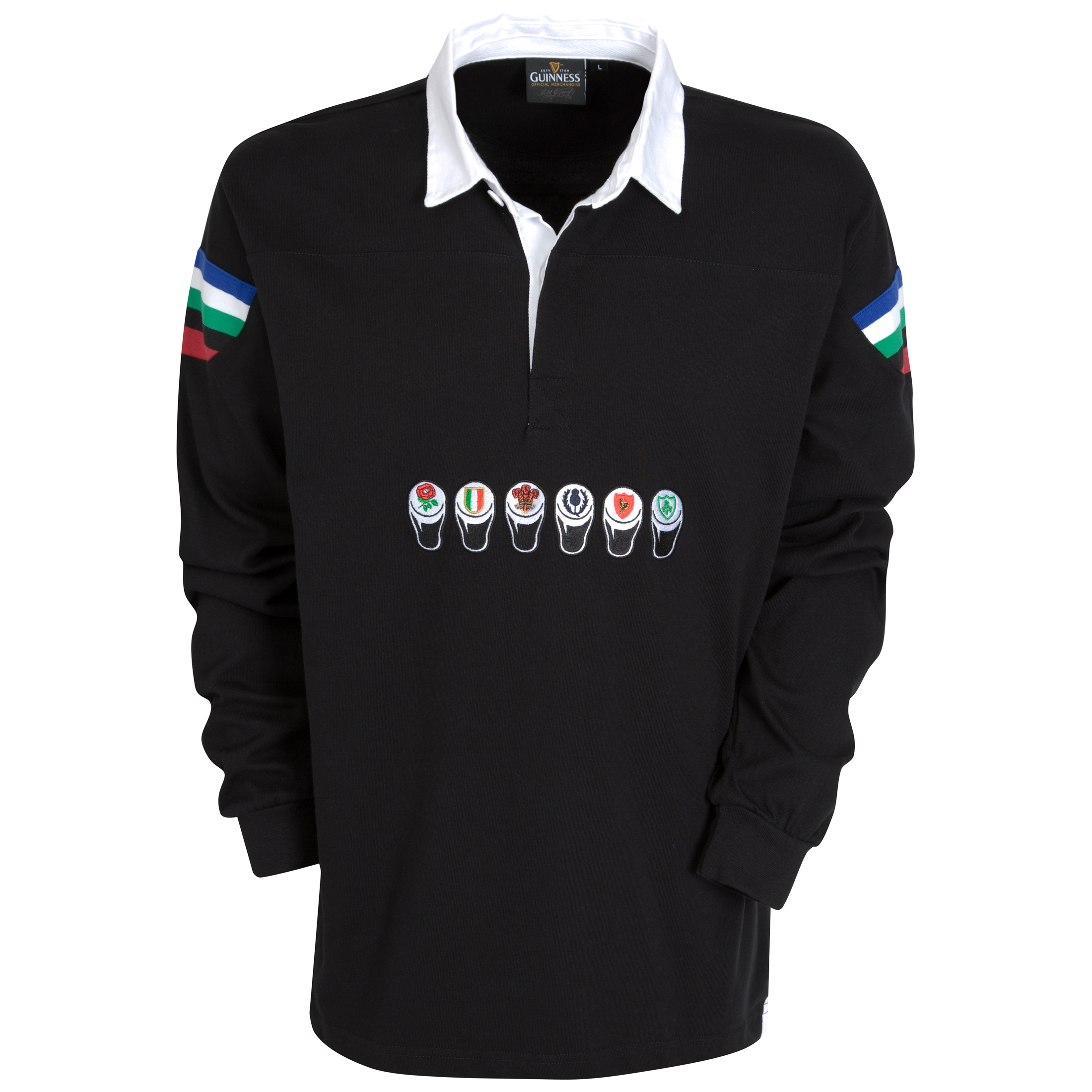 Guinness Six Nations Country Classic Long Sleeve Rugby Shirt - Black.