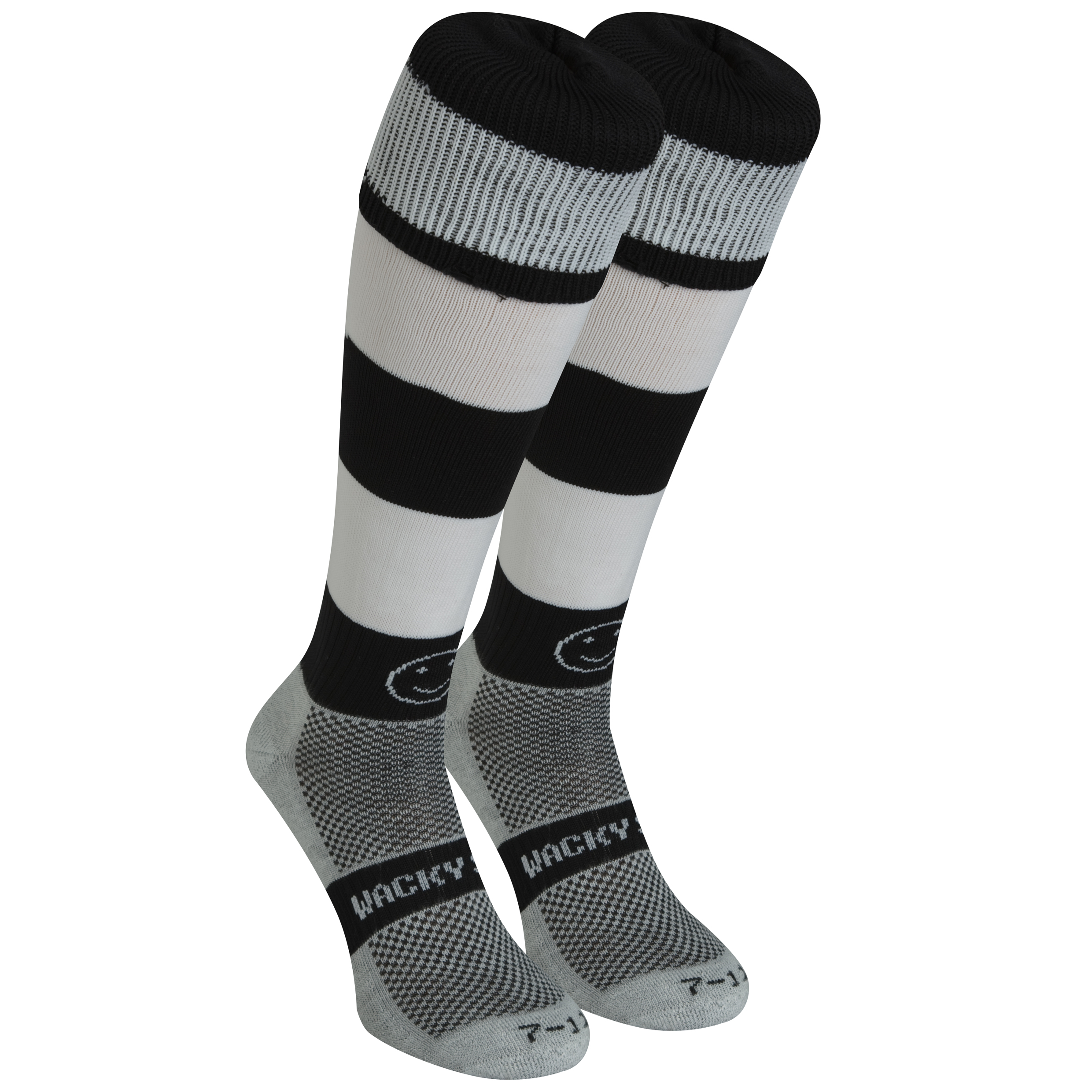 WackySox Hoops Socks - Black/White - Size 12-14.