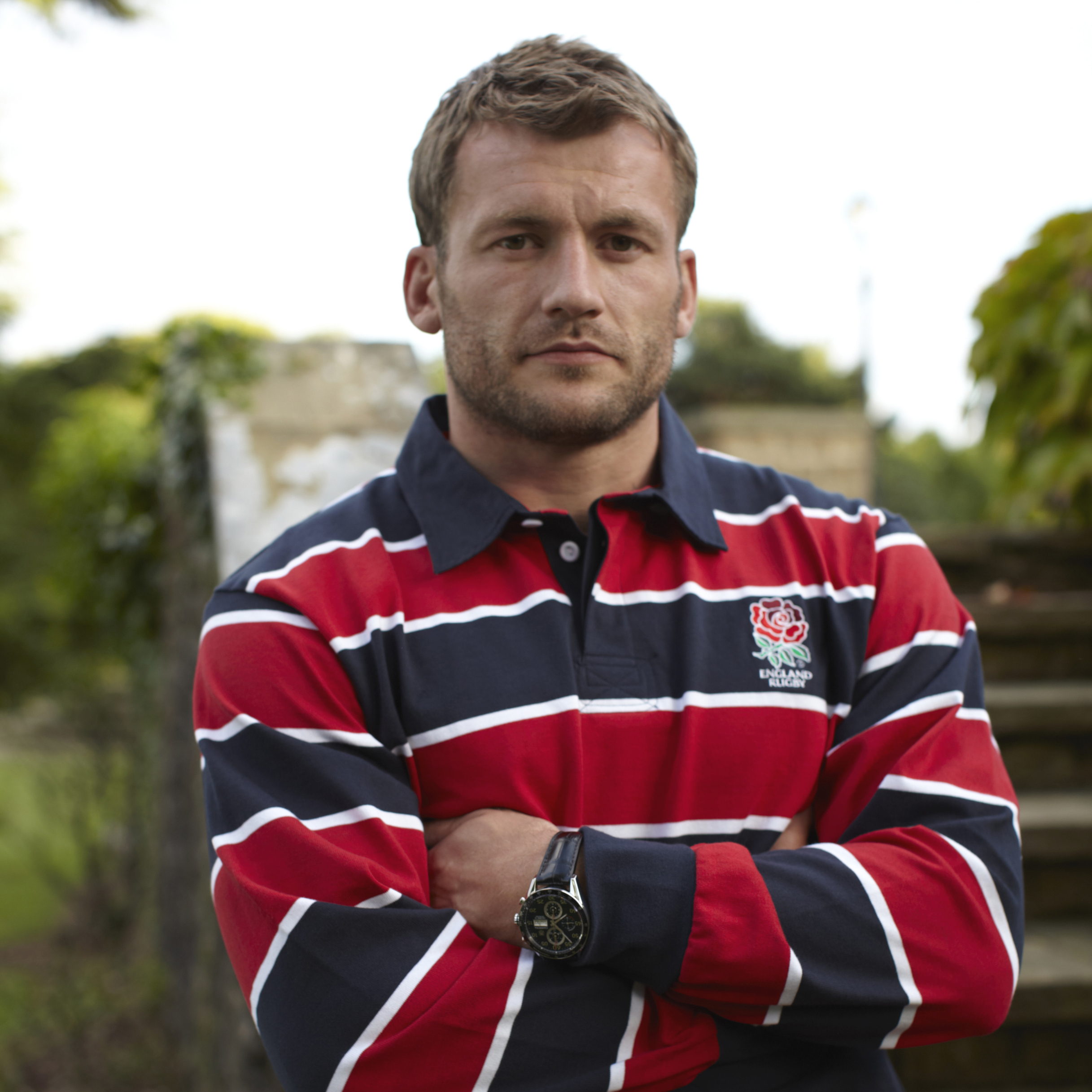 England Rugby LS Striped Polo - Navy/Red