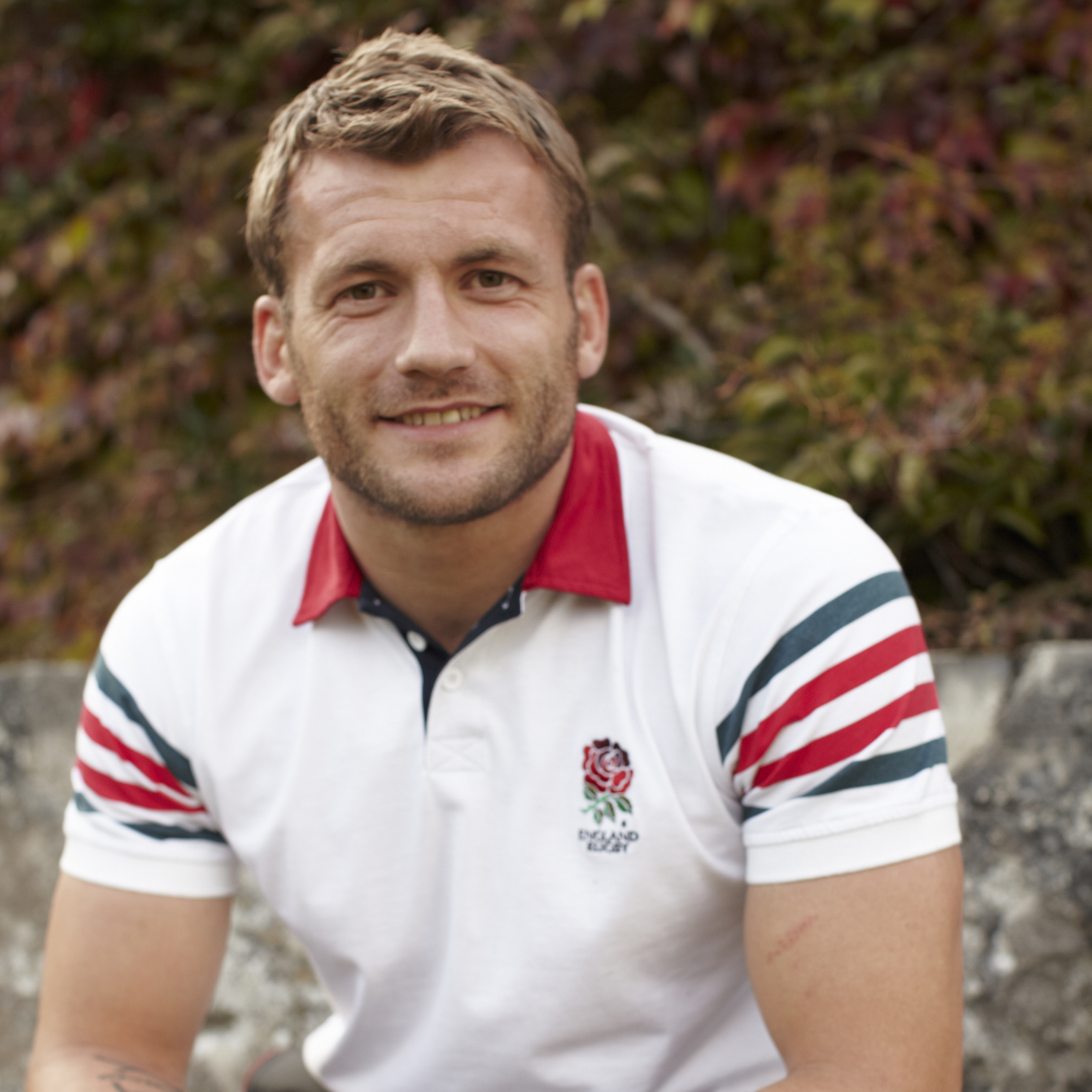 England Rugby Jersey Striped Polo - White Multi