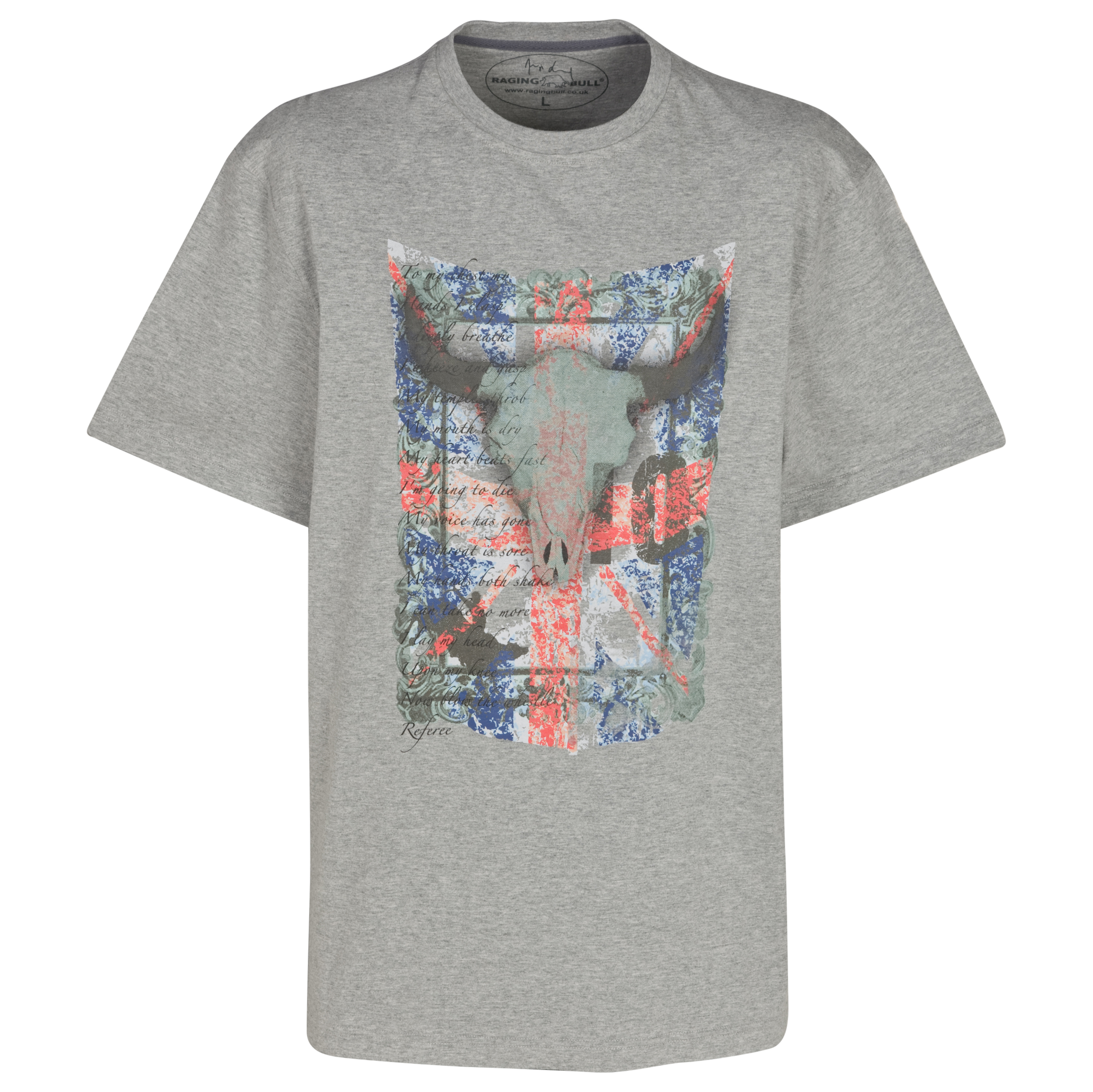 Raging Bull Skull T-Shirt - Marl Grey