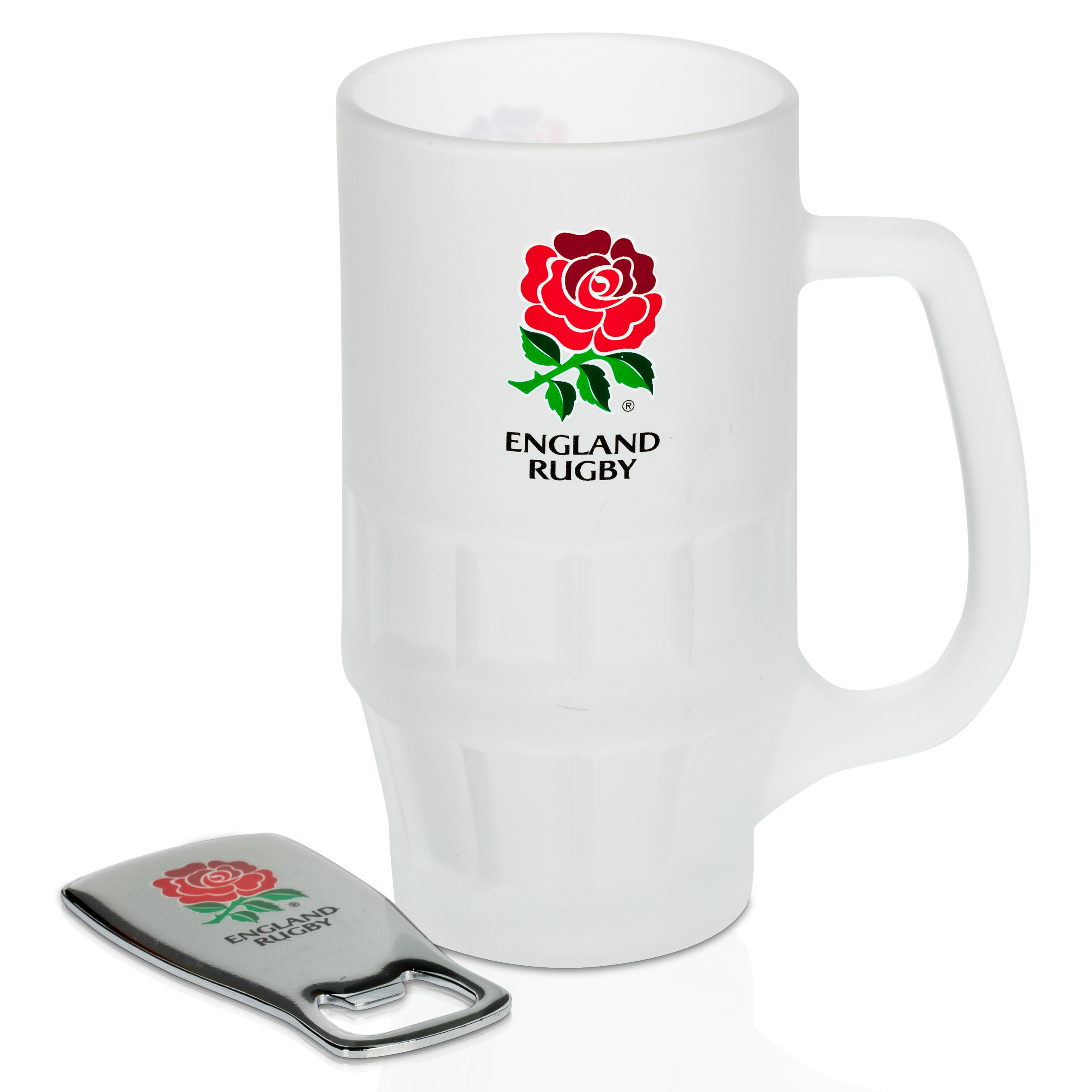 England Rugby Frosted Tankard and Bottle Opener Set