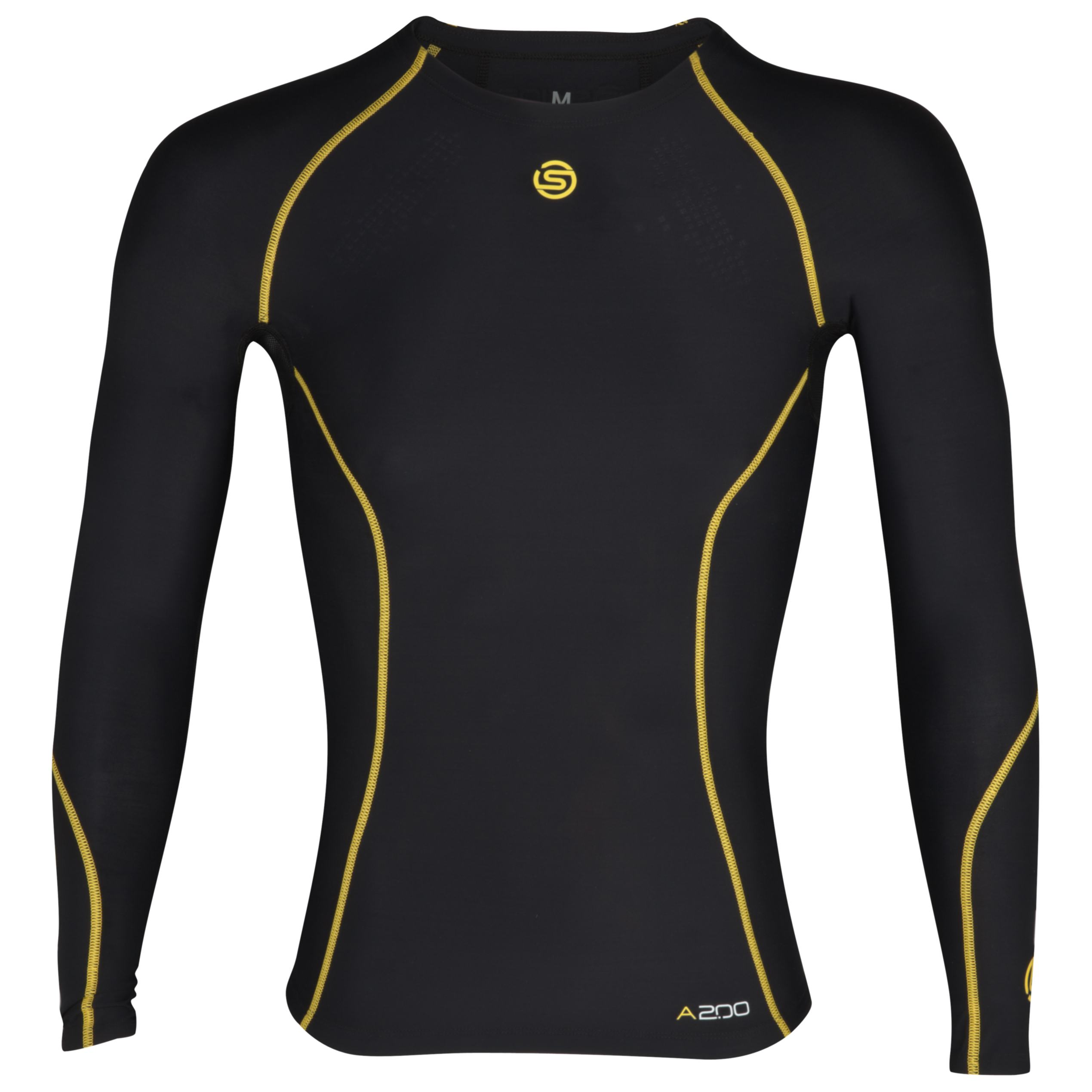 Skins A200 Long Sleeve Top - Black/Yellow - Kids
