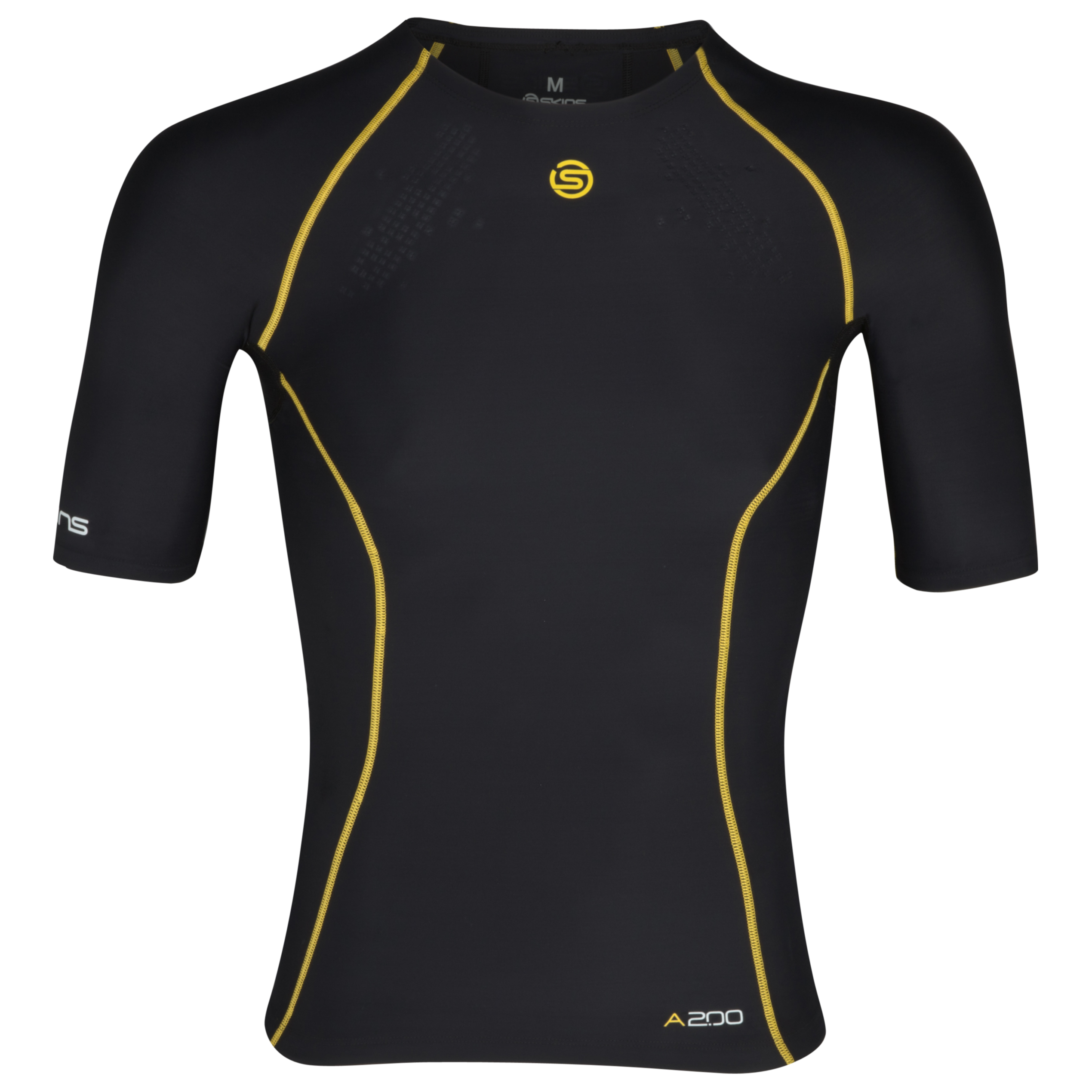 Skins A200 Short Sleeve Top - Black/Yellow - Kids