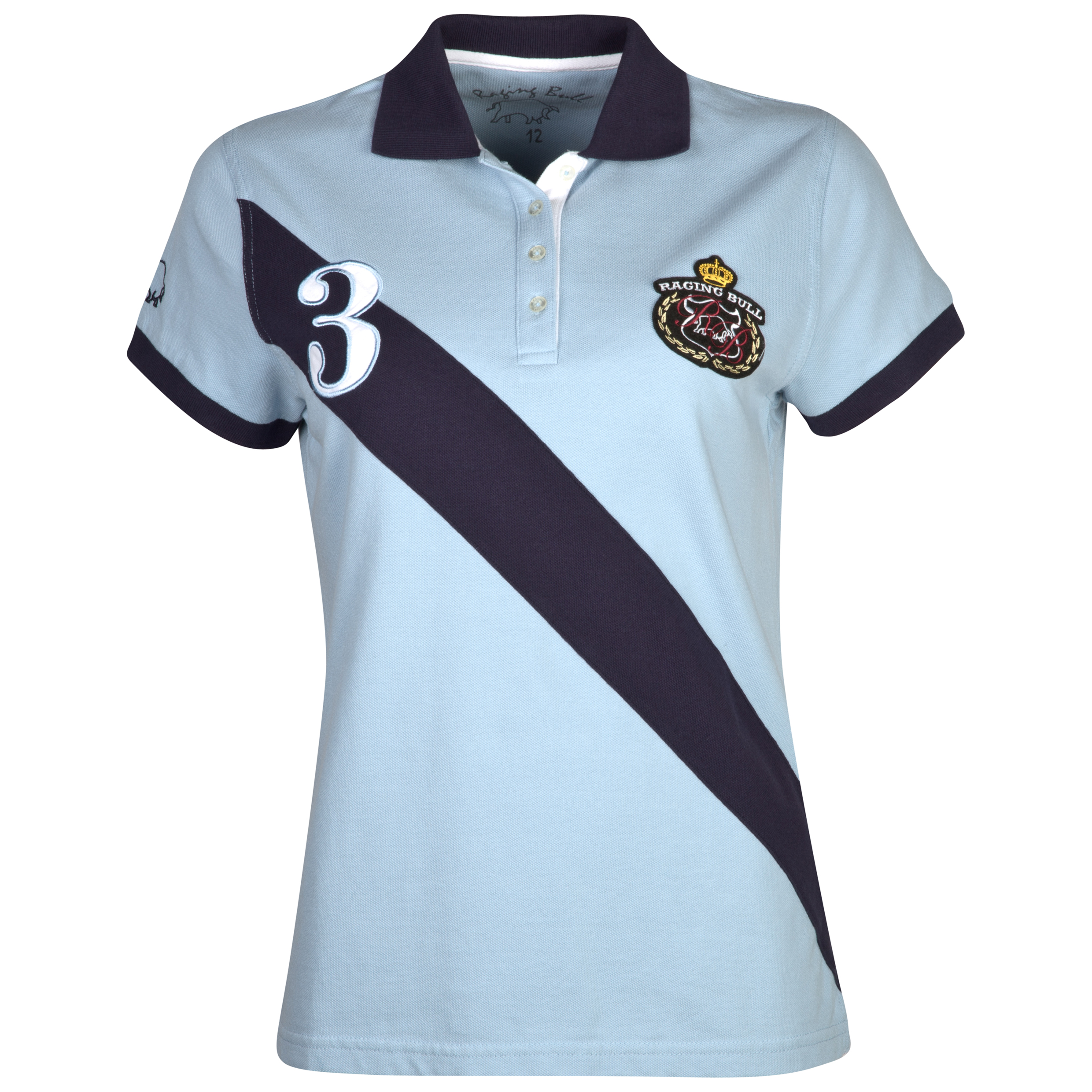 Raging Bull Diagonal Stripe Pique Polo - Sky Blue - Womens
