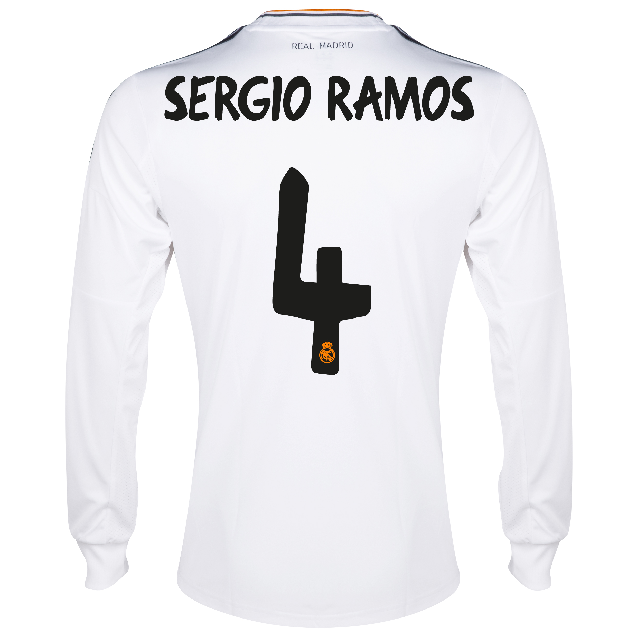 Camiseta 1ª Equipación Real Madrid 2013/14 manga larga con 4  Sergio Ramos − Hombre