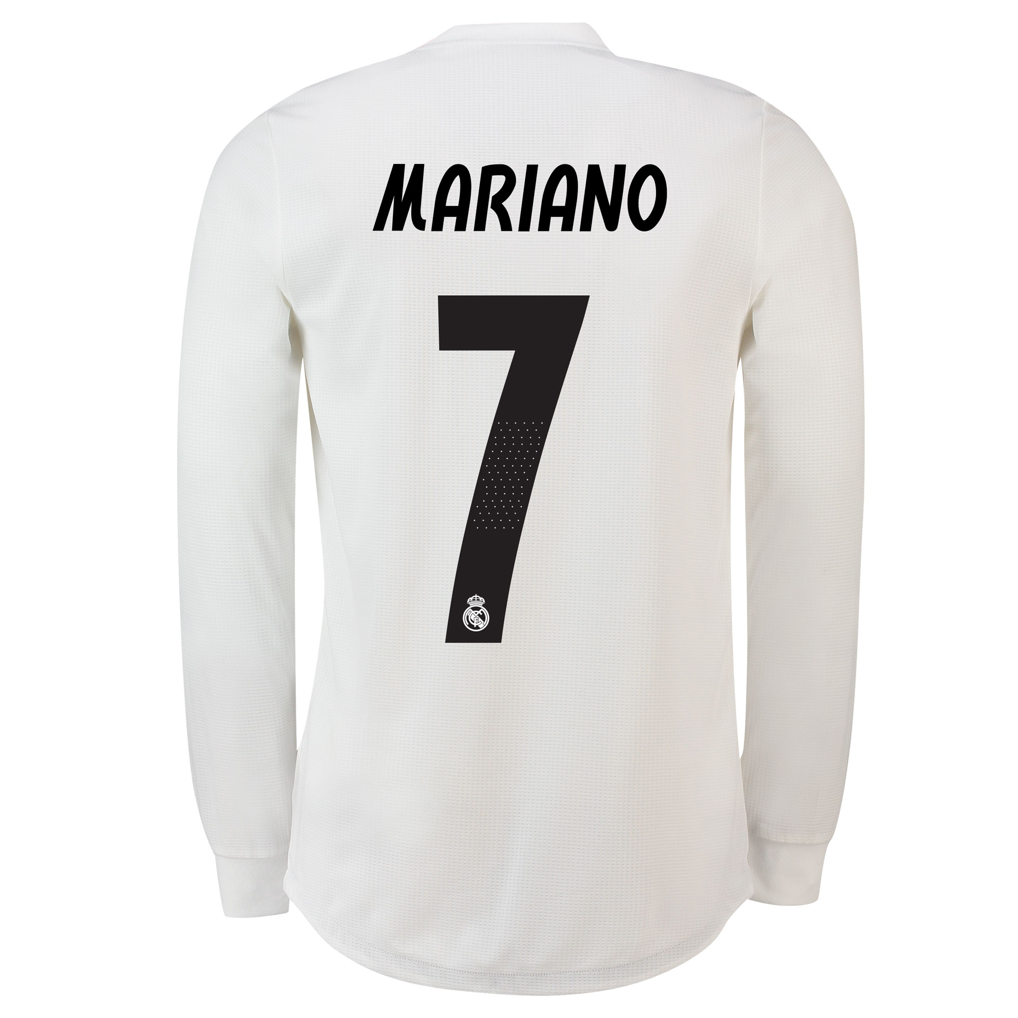 Real Madrid Home Authentic Shirt 2018-19 - Long Sleeve with Mariano 7 printing - With Exclusive Badges
