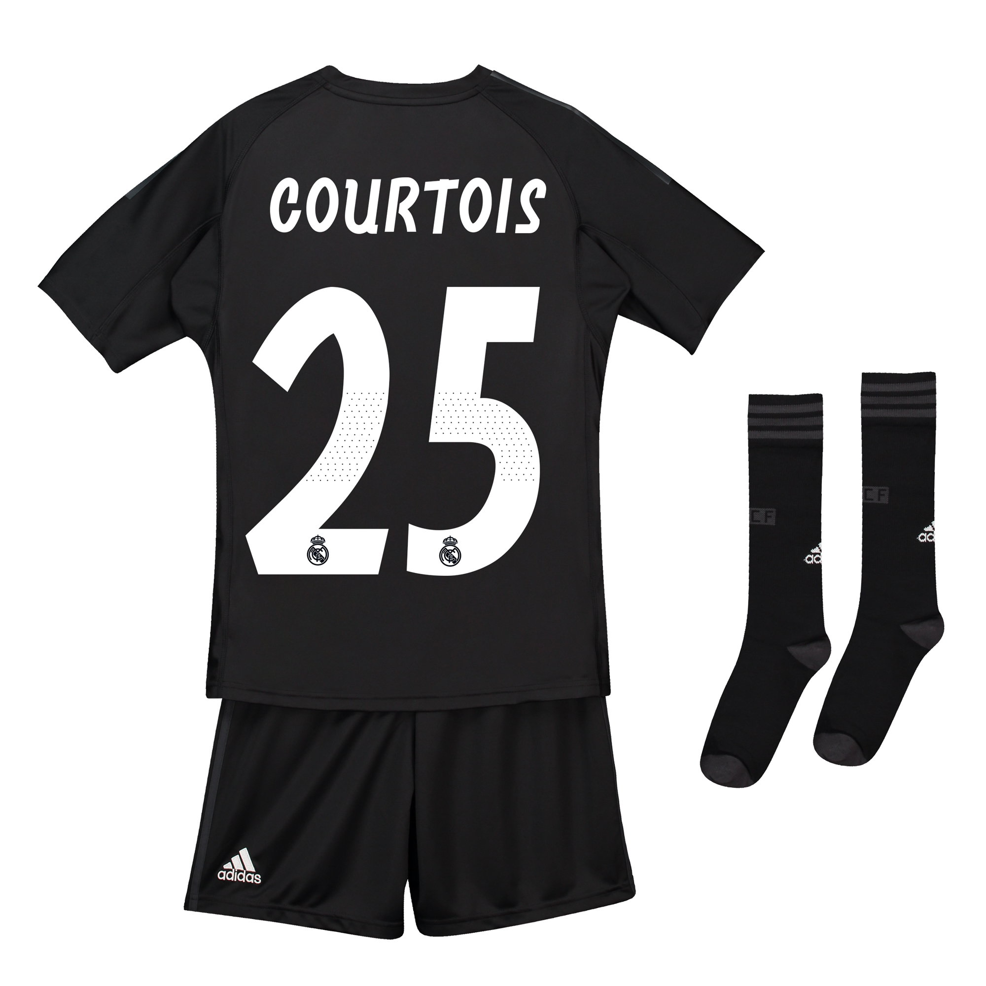 Real Madrid Home Goalkeeper Kids Kit 2018-19 with Courtois 25 printing