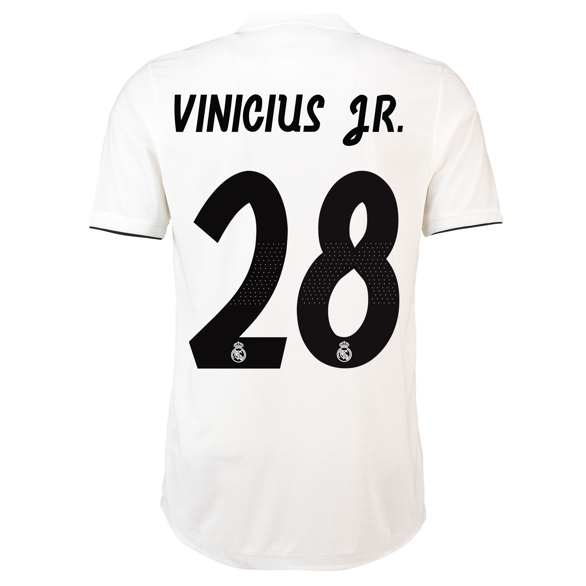 Real Madrid Home Authentic Shirt 2018-19 with Vinicius JR. 28 printing - With Exclusive Badges