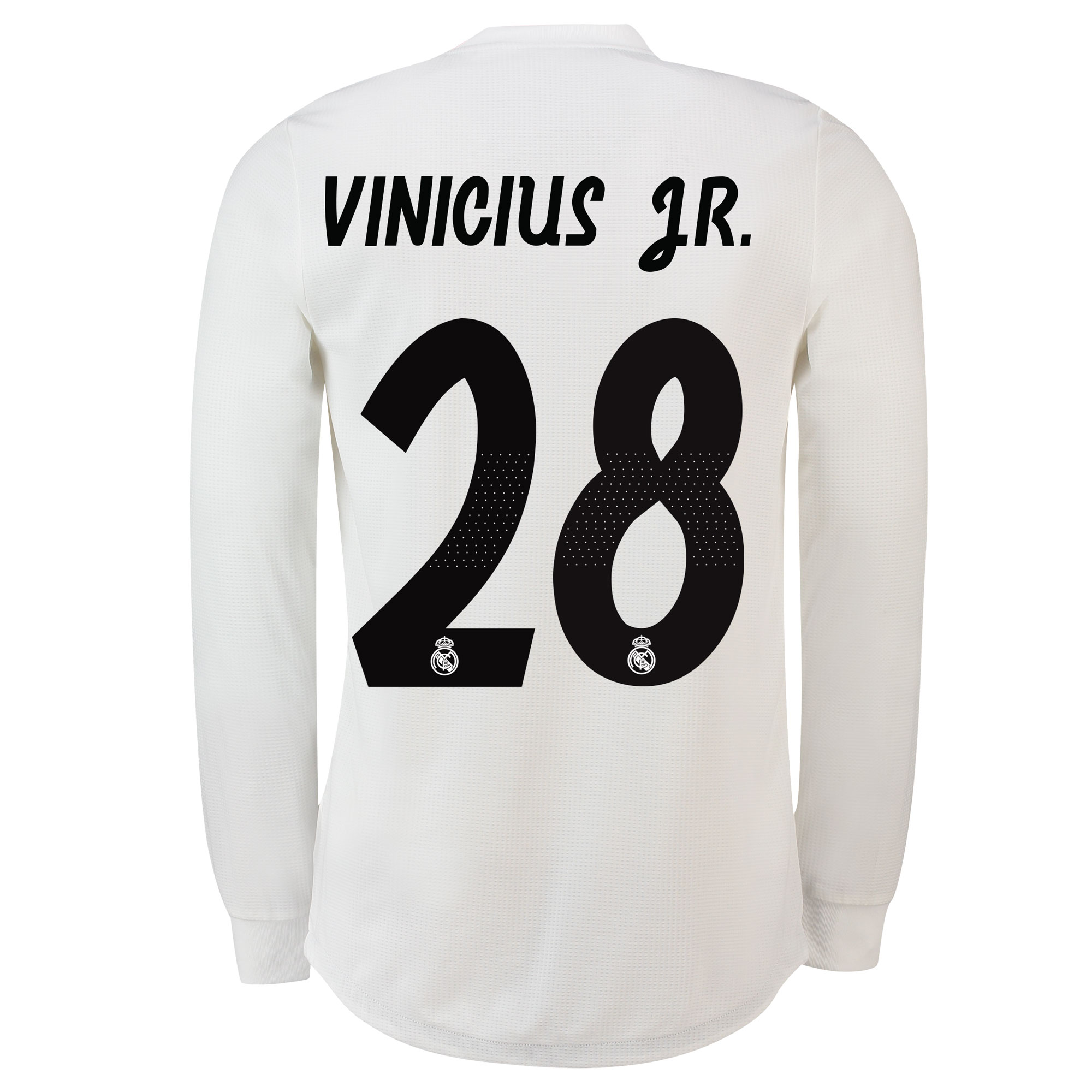 Real Madrid Home Authentic Shirt 2018-19 - Long Sleeve with Vinicius JR. 28 printing - With Exclusive Badges
