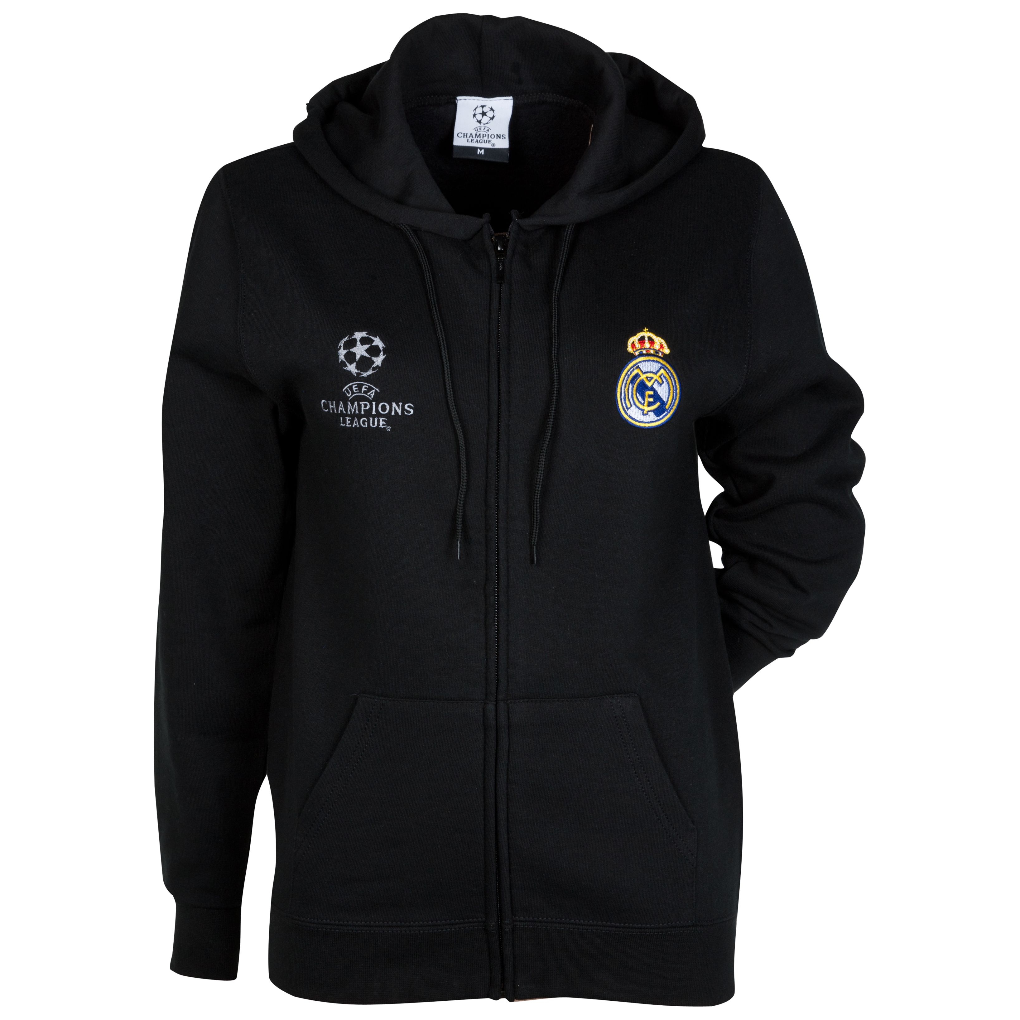 Sudadera con capucha y cremallera bordada UEFA Champions League Real Madrid - Negro - Mujer 