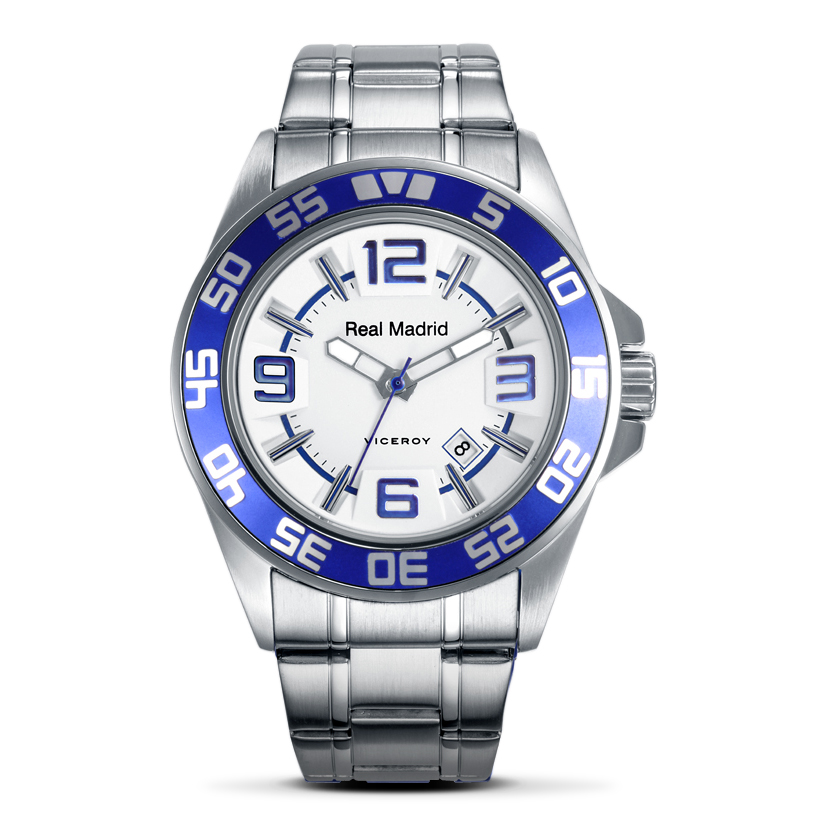 Real Madrid Stainless Steel Strap Watch with White Face